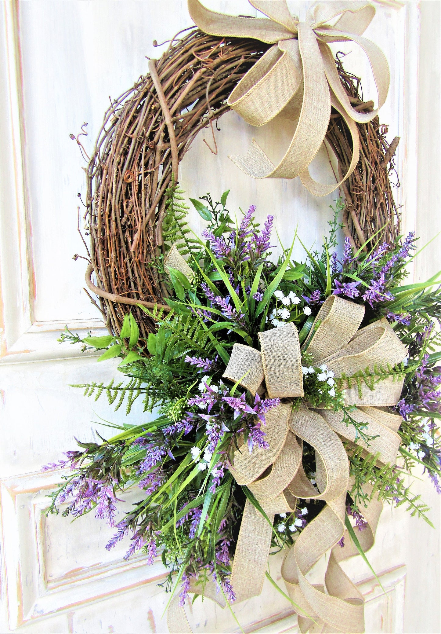 Summer Lavender Wreath for Front Door, Summer Wreath, Lavender Wreath, Farmhouse Decor, Everyday Wreath, Front Porch Decor,
