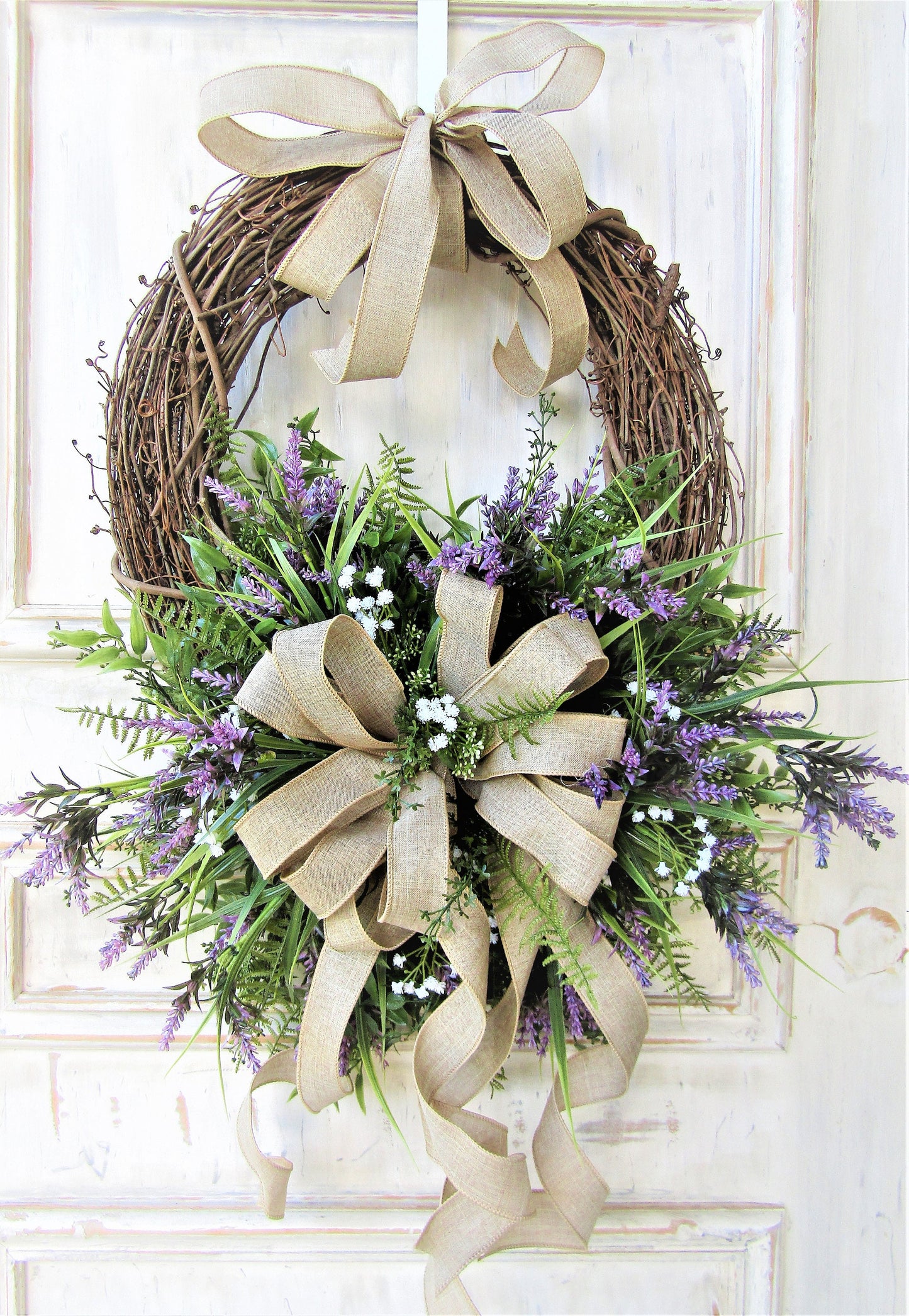 Summer Lavender Wreath for Front Door, Summer Wreath, Lavender Wreath, Farmhouse Decor, Everyday Wreath, Front Porch Decor,