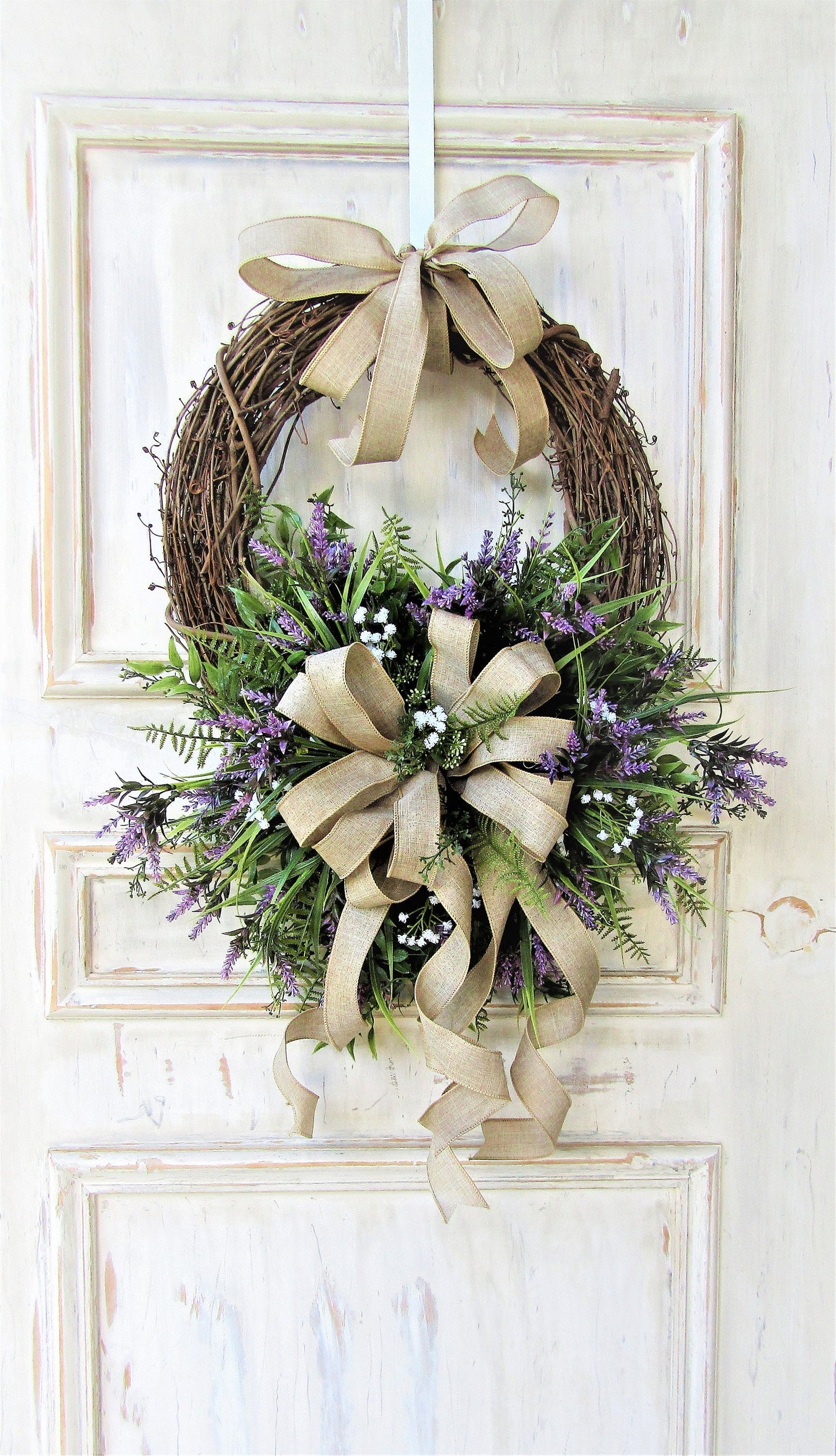Summer Lavender Wreath for Front Door, Summer Wreath, Lavender Wreath, Farmhouse Decor, Everyday Wreath, Front Porch Decor,