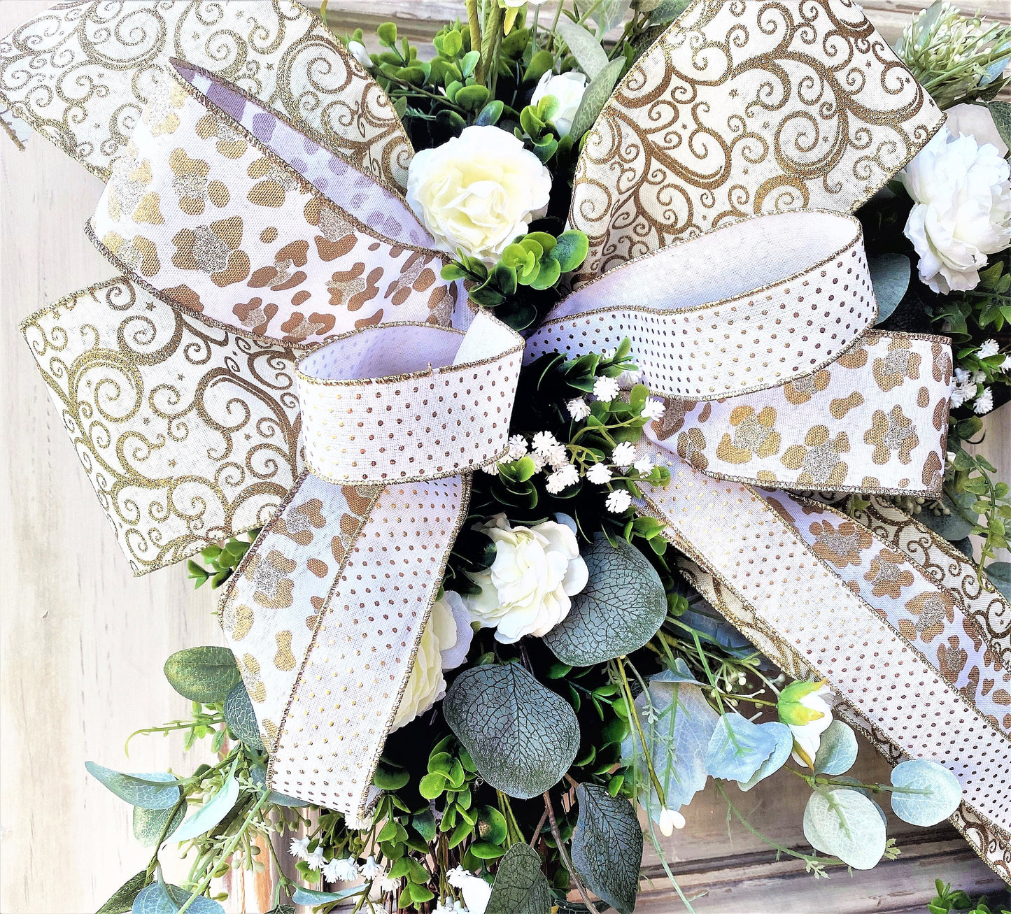 Everyday Farmhouse Wreath for Front Door, Square Wreath for Door, Neutral Wreath, White Grapevine Wreath, Large Outdoor Wreath