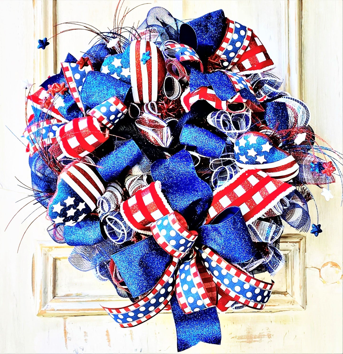 Large Patriotic Wreath for Front Door, 4th of July Wreath, 4th of July Decor, Memorial Day Decor, Red White and Blue Wreath, Veteran Wreath