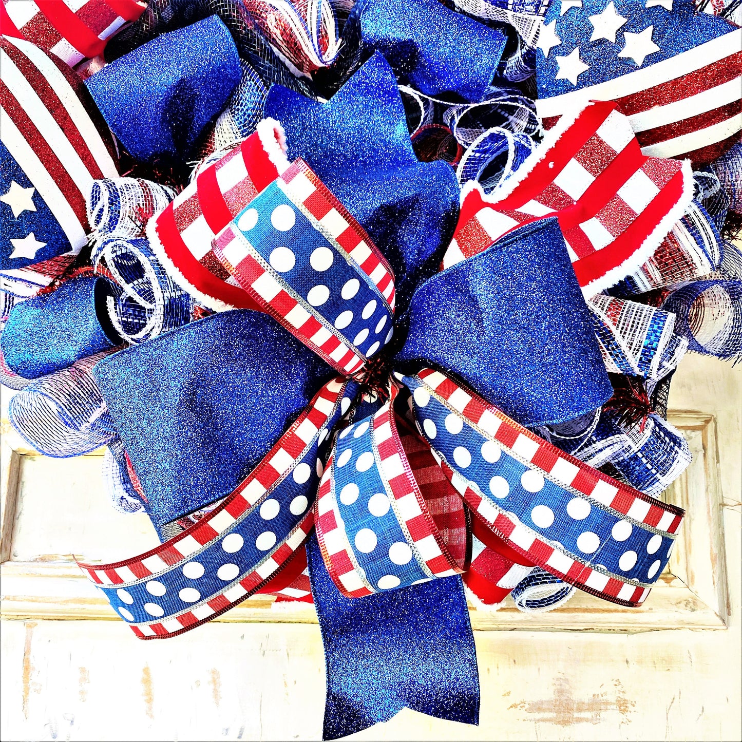 Large Patriotic Wreath for Front Door, 4th of July Wreath, 4th of July Decor, Memorial Day Decor, Red White and Blue Wreath, Veteran Wreath