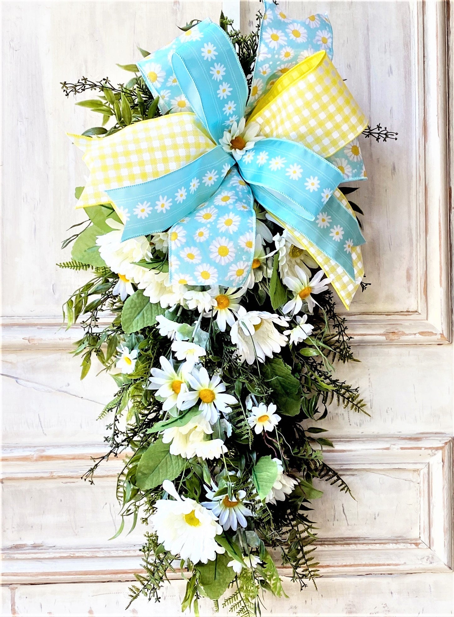 Everyday Wreath for Front Door, Daisy Wreath, Farmhouse Door Swag, Summer Door Swag, White Daisy Wreath, Modern Farmhouse Decor