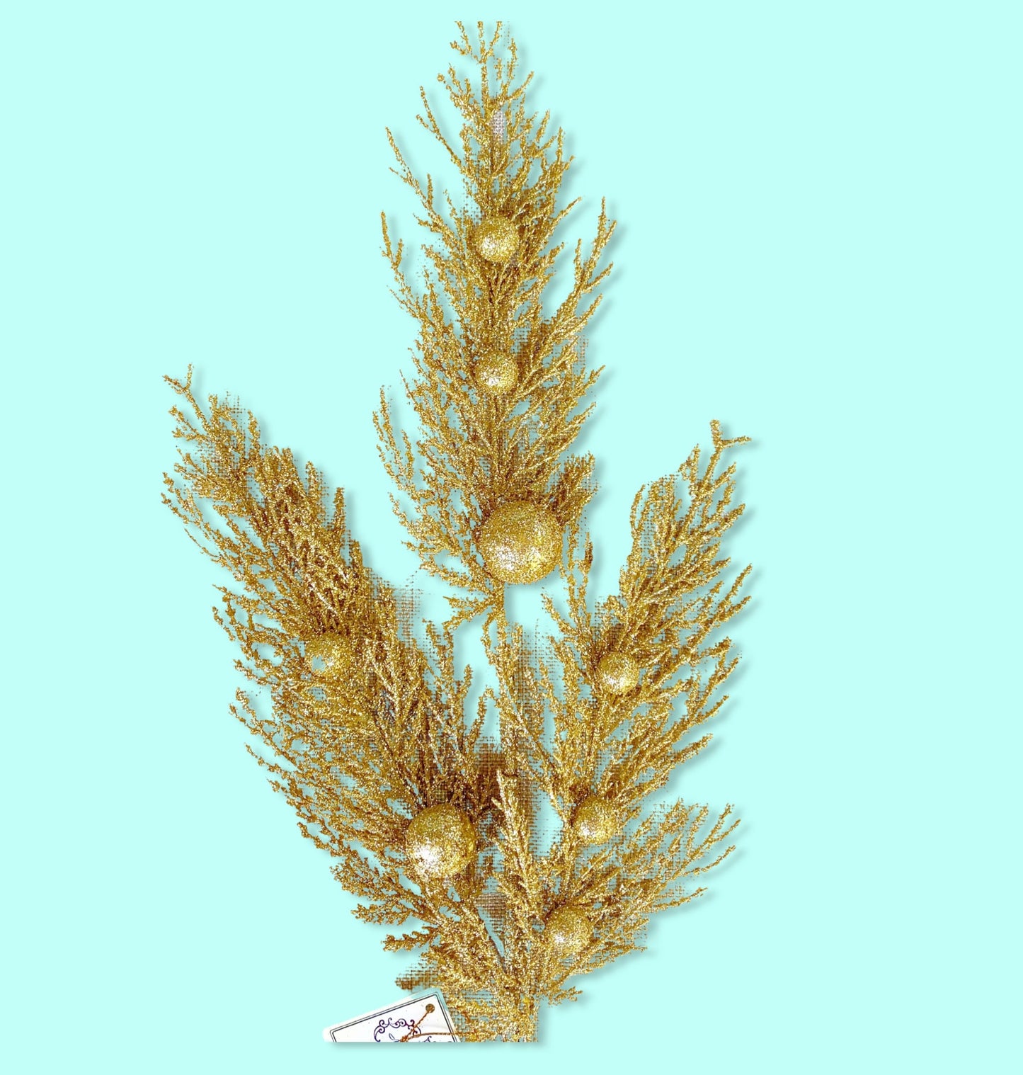 Gold Pine Spray, Gold Pine Ball Spray, Gold Floral Pick, Christmas Floral Spray, 28 Inch Gold Pine Spray, Mark Roberts Pine Spray