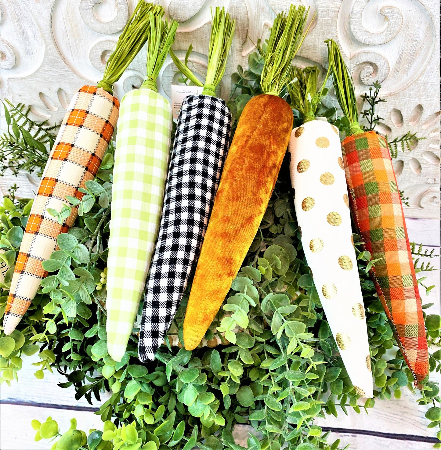 Easter Carrot Decor, Carrot Wreath Attachment, Set of 6 Fabric Carrots, Easter Tiered Tray Decor, Mark Roberts Carrots, Spring Carrot Decor