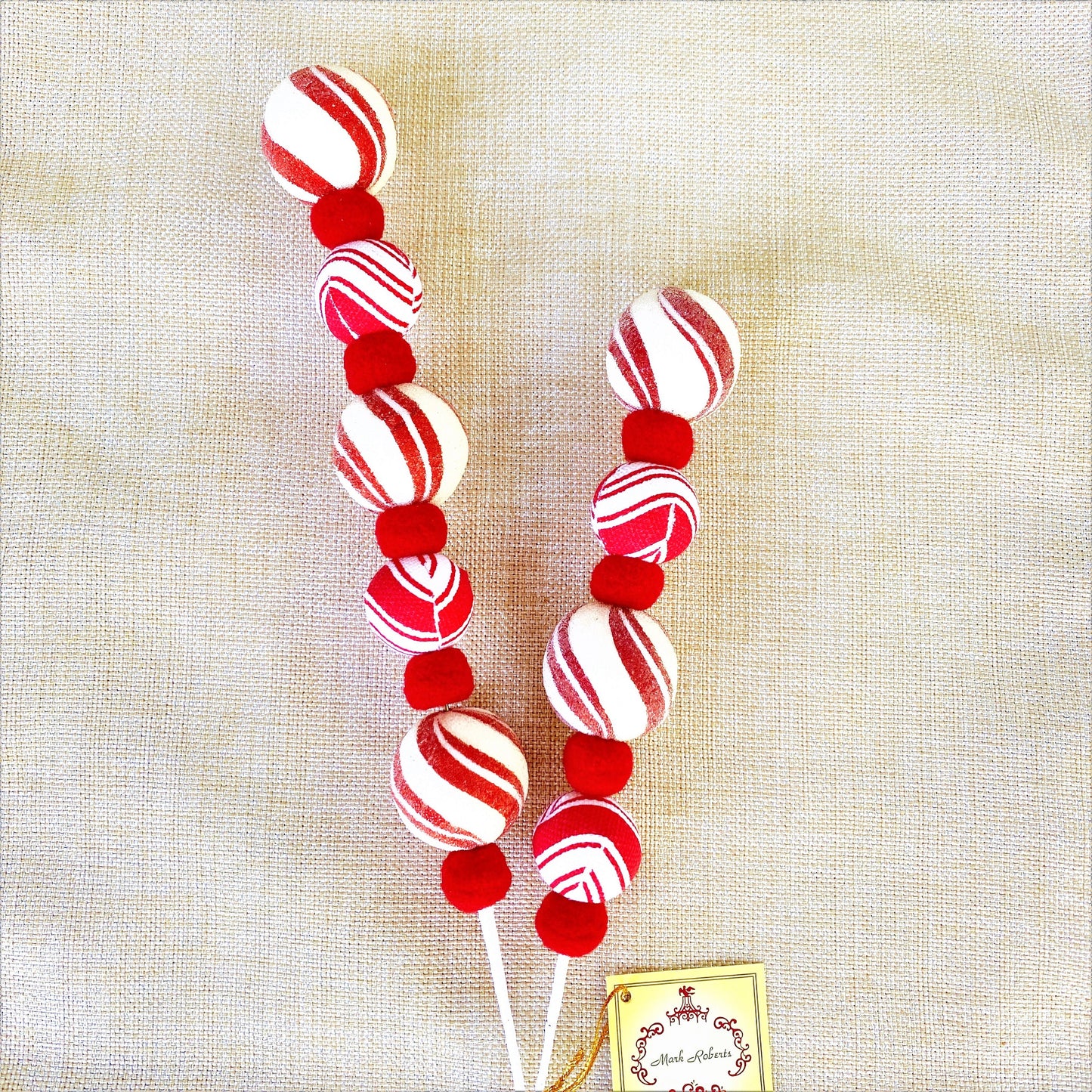 Peppermint Stripe Ball Spray, Peppermint Floral Pick, 24 Inch Peppermint Pick, Mark Roberts Peppermint Pick, Candy Pick, Peppermint Decor