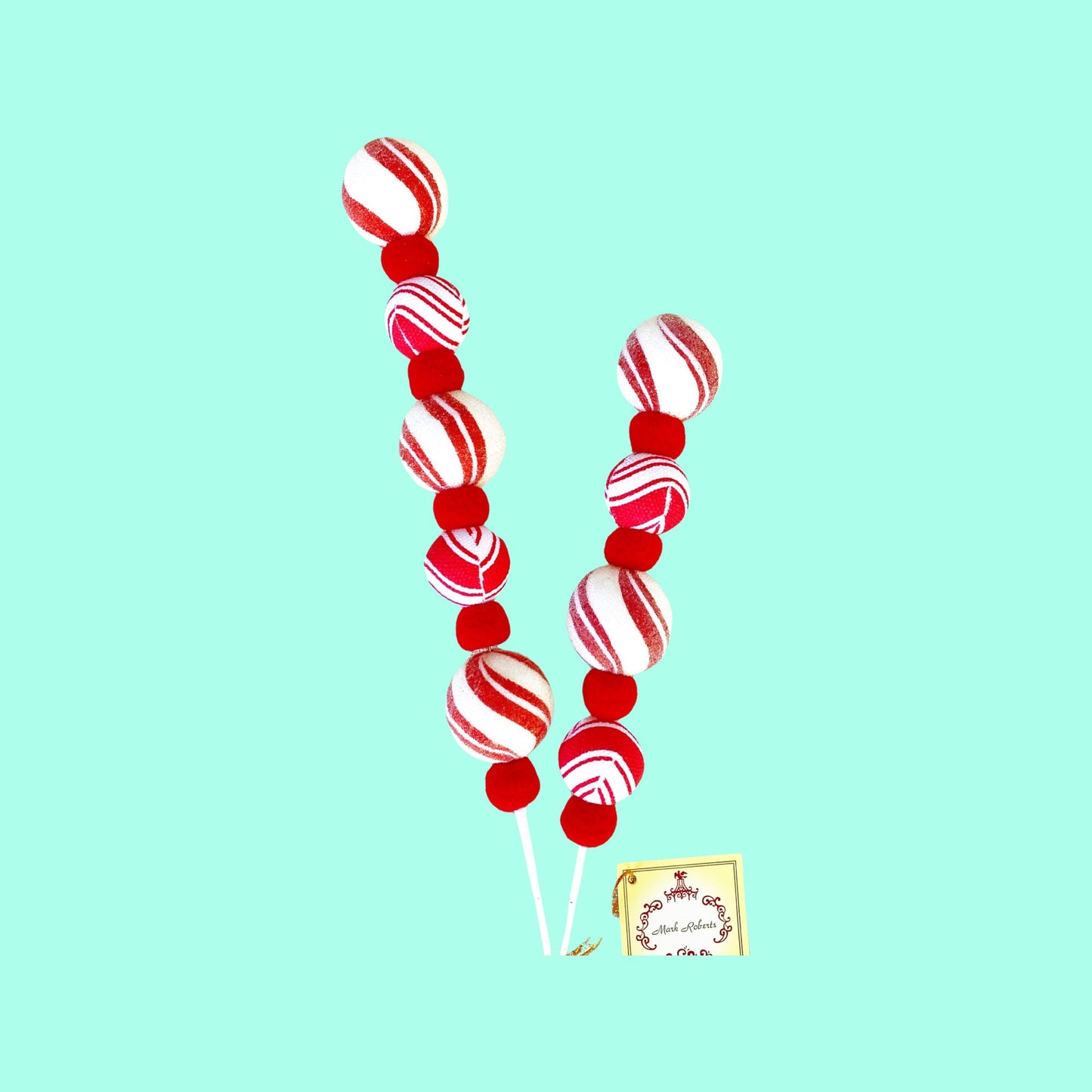 Peppermint Stripe Ball Spray, Peppermint Floral Pick, 24 Inch Peppermint Pick, Mark Roberts Peppermint Pick, Candy Pick, Peppermint Decor