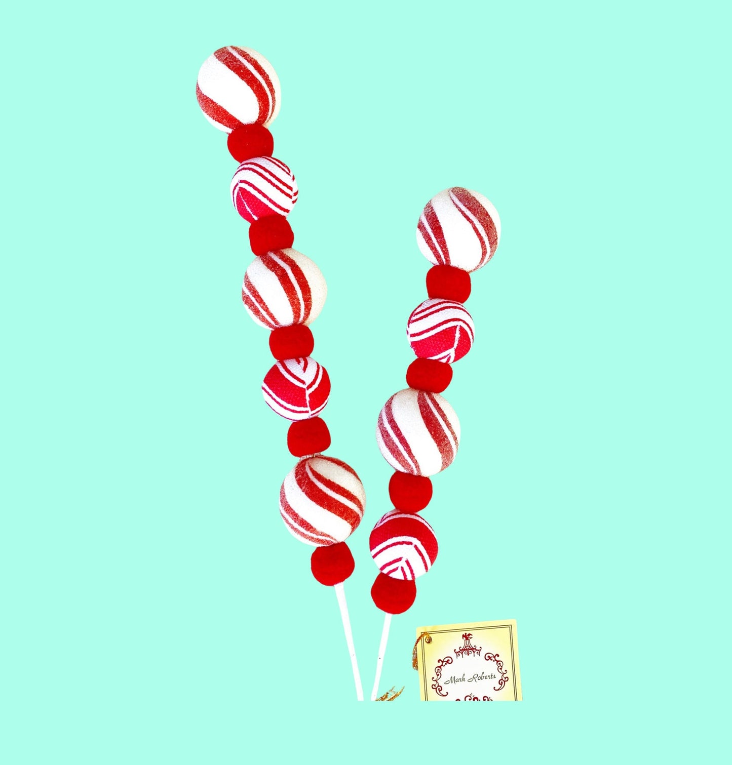 Peppermint Stripe Ball Spray, Peppermint Floral Pick, 24 Inch Peppermint Pick, Mark Roberts Peppermint Pick, Candy Pick, Peppermint Decor