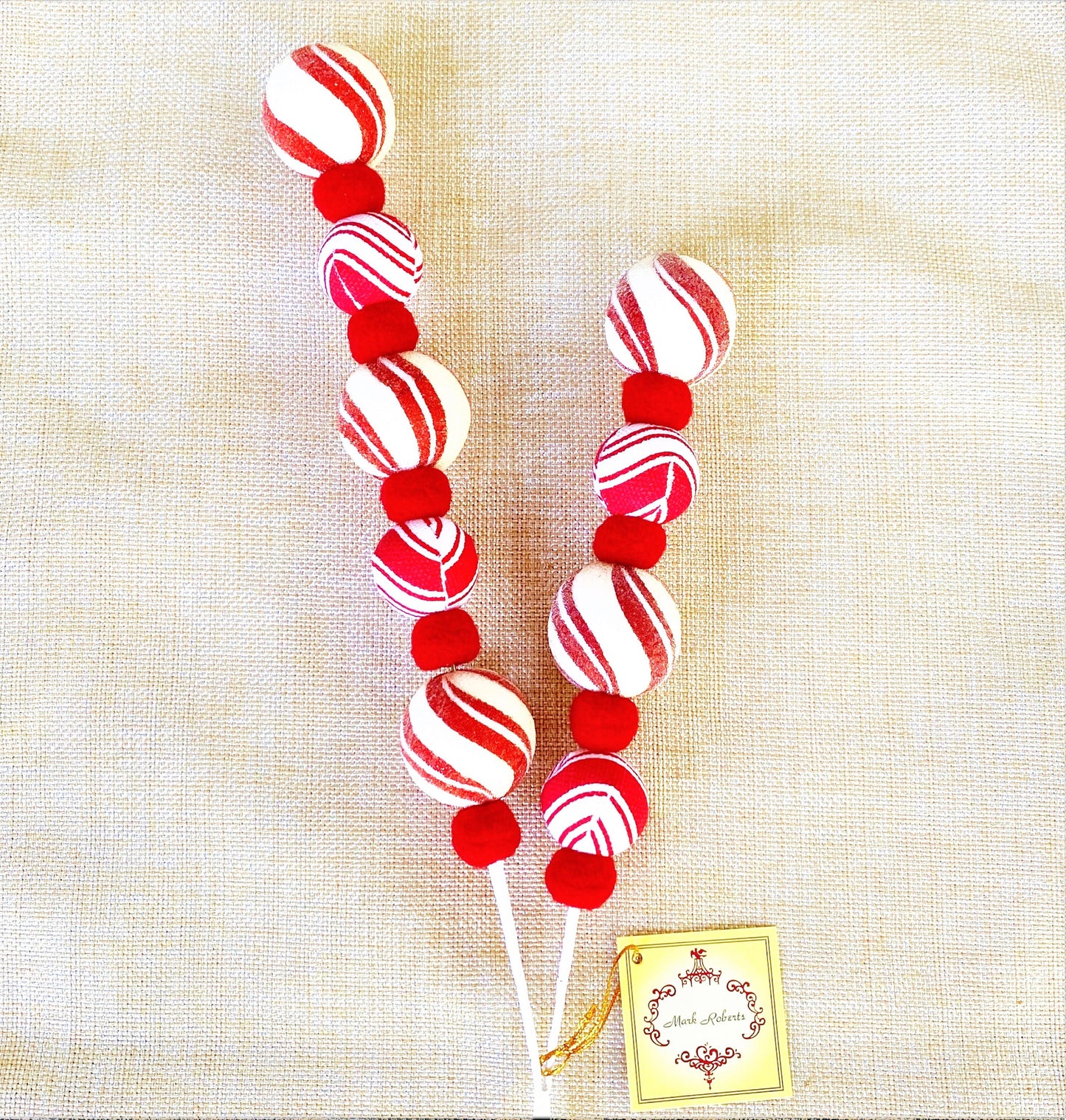 Peppermint Stripe Ball Spray, Peppermint Floral Pick, 24 Inch Peppermint Pick, Mark Roberts Peppermint Pick, Candy Pick, Peppermint Decor