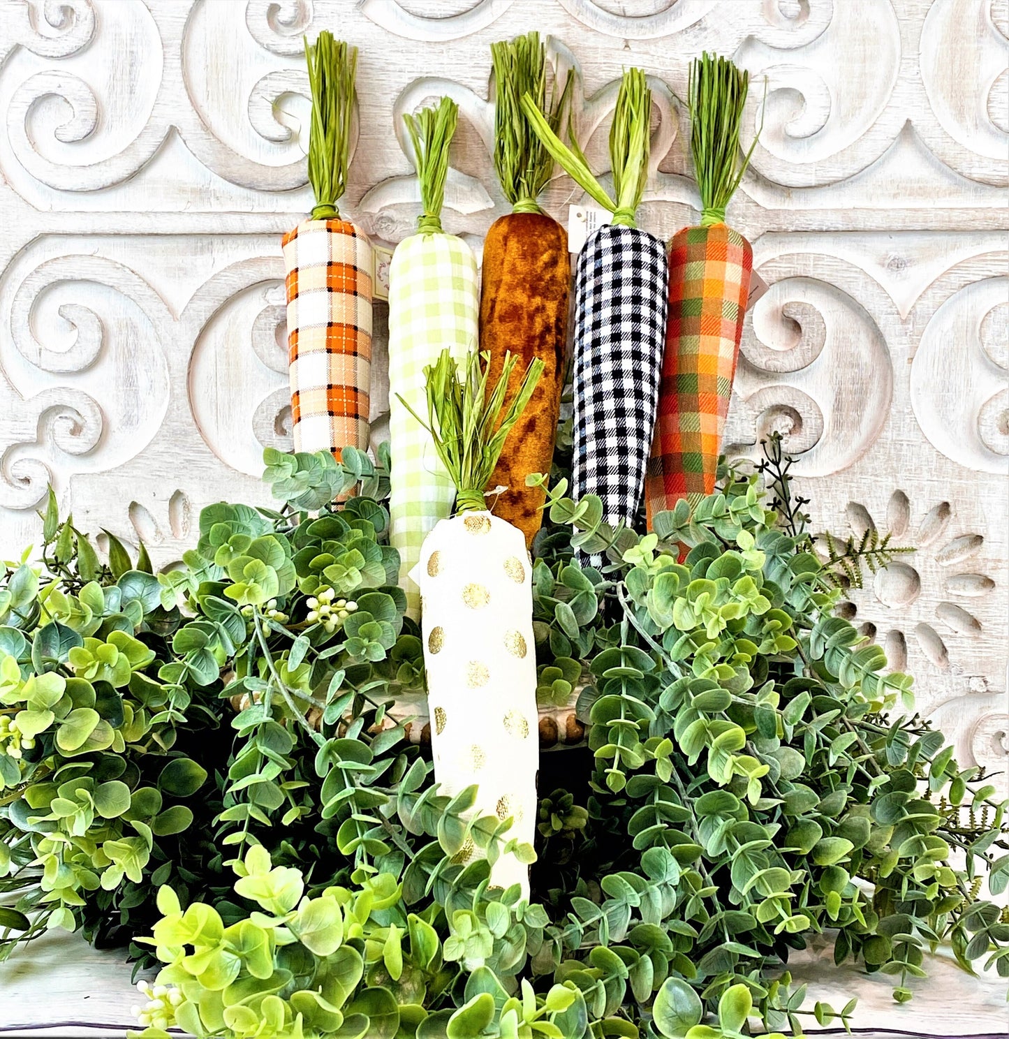 Easter Carrot Decor, Carrot Wreath Attachment, Set of 6 Fabric Carrots, Easter Tiered Tray Decor, Mark Roberts Carrots, Spring Carrot Decor