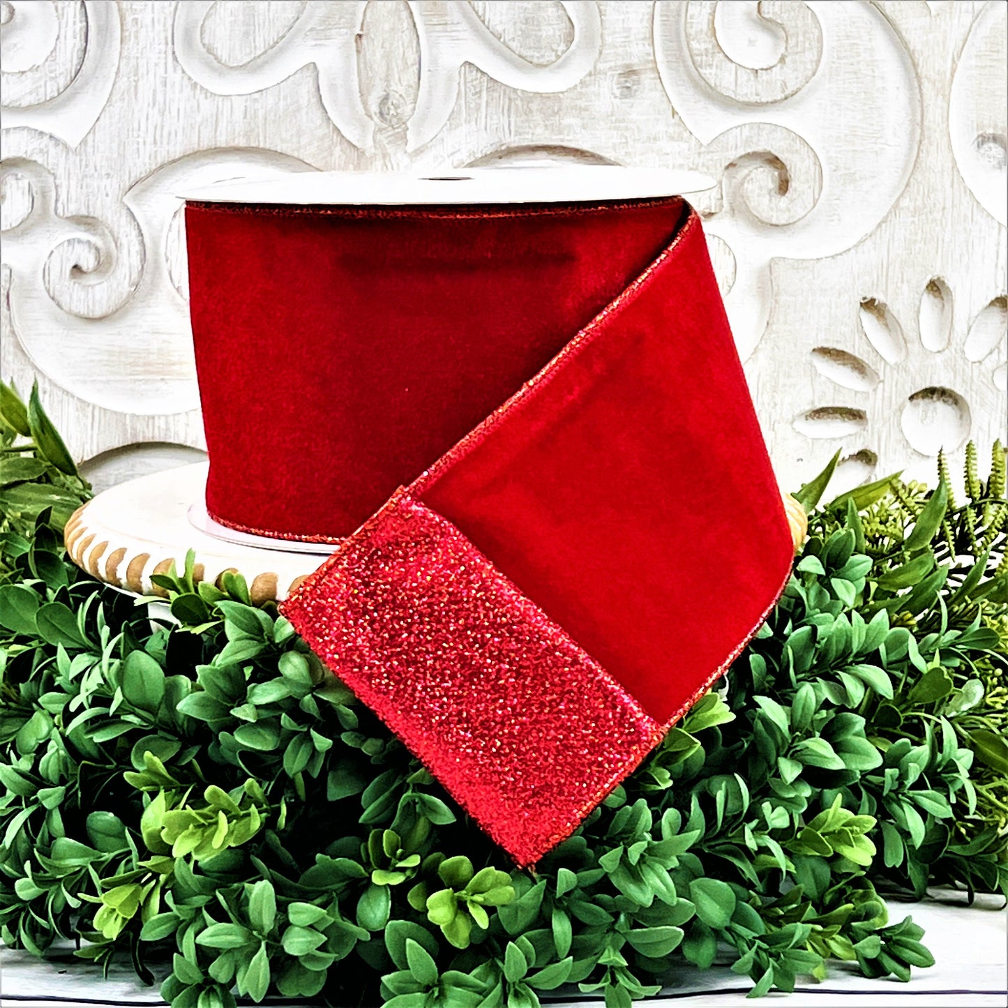 Red Velvet Glitter Ribbon, Red Velvet Ribbon, Red Glitter Ribbon, Christmas Ribbon, Patriotic Ribbon Valentines Ribbon, Holiday Ribbon