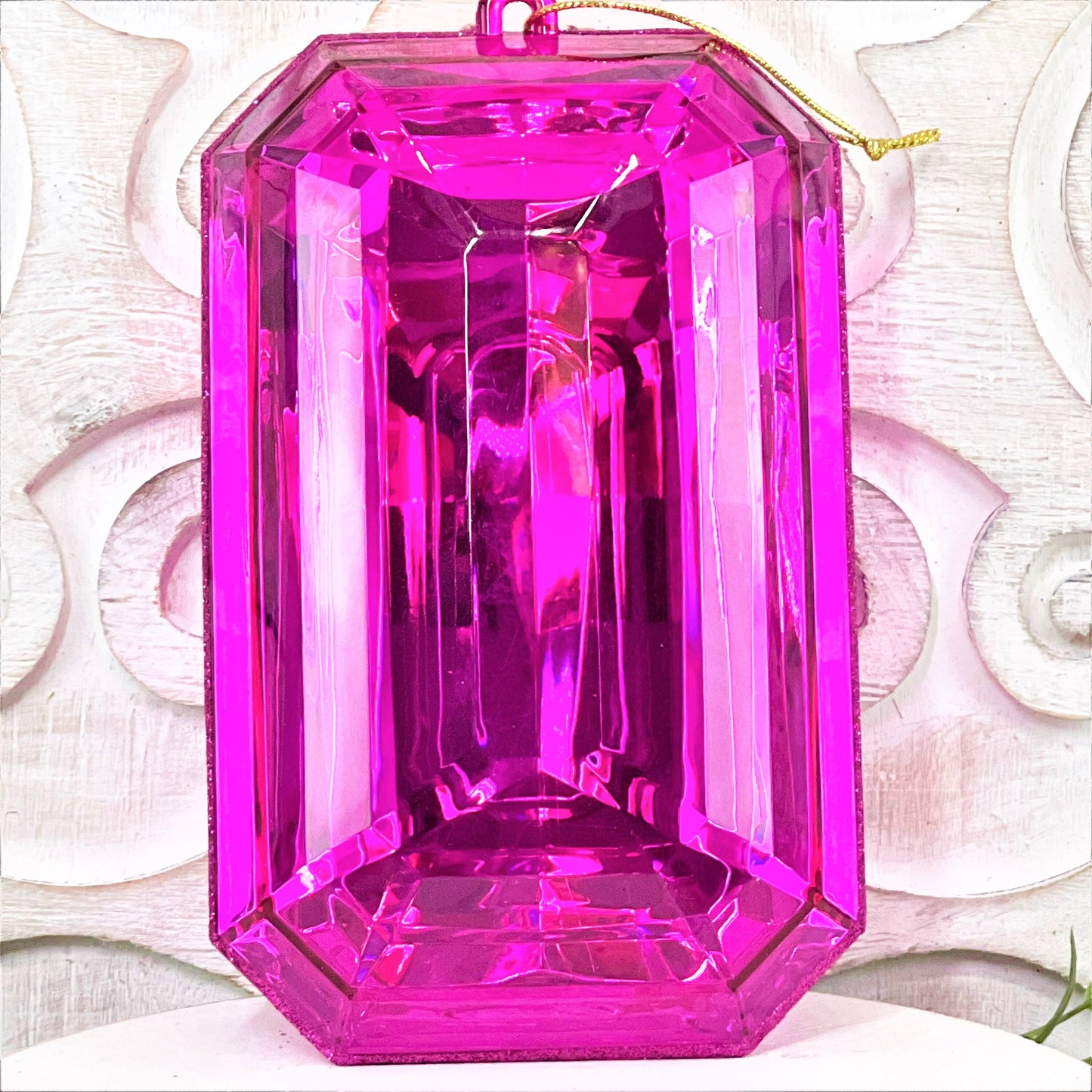 8”Christmas ornament, large jewel ornament, wreath supplies, large pink ornament, pink jewel ornament, Fuchsia ornament, Farrisilk Jewel