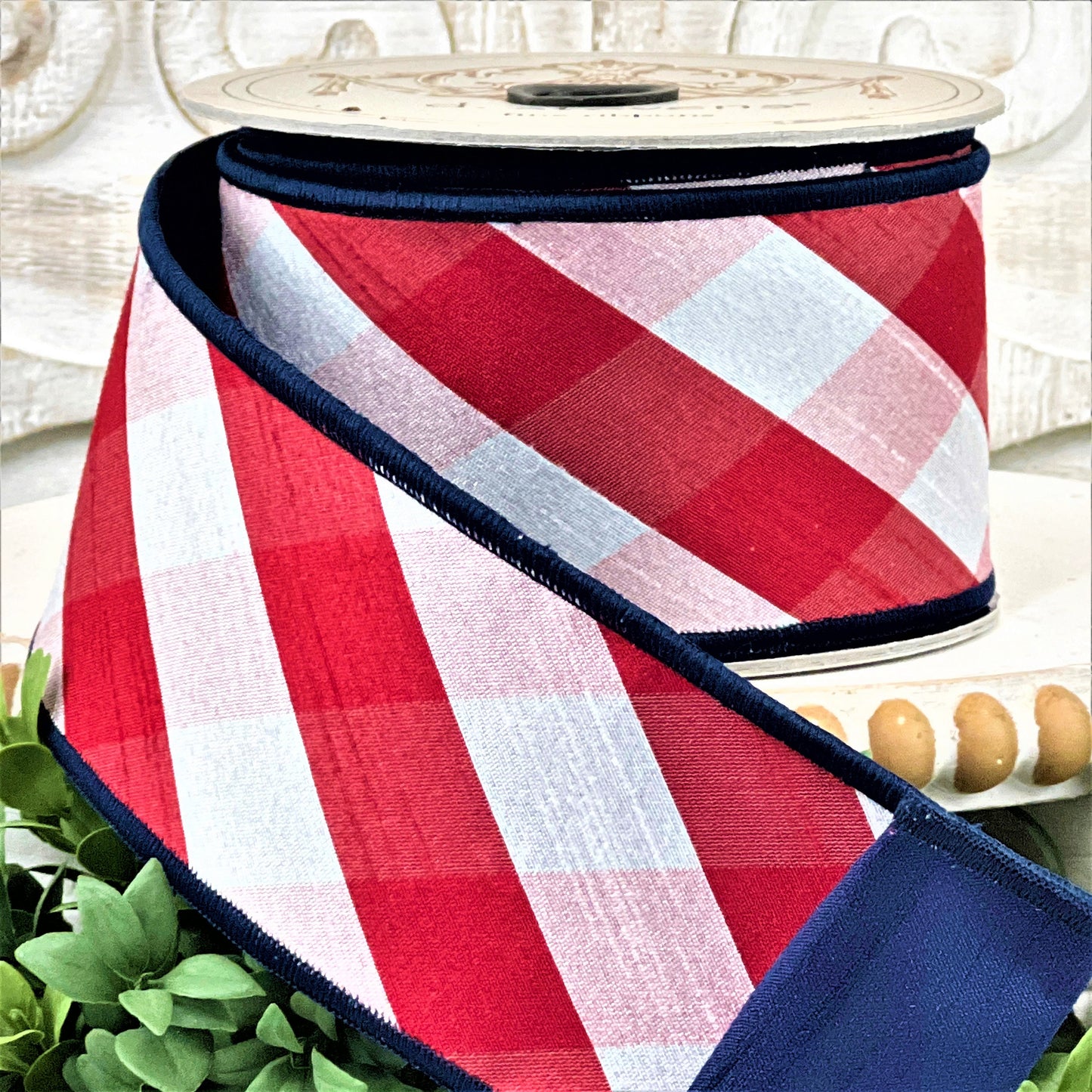 Patriotic Ribbon, Red White and Blue Ribbon, Red and White Stripe Ribbon, Summer Ribbon, Fourth of July Ribbon, Red White Check Ribbon