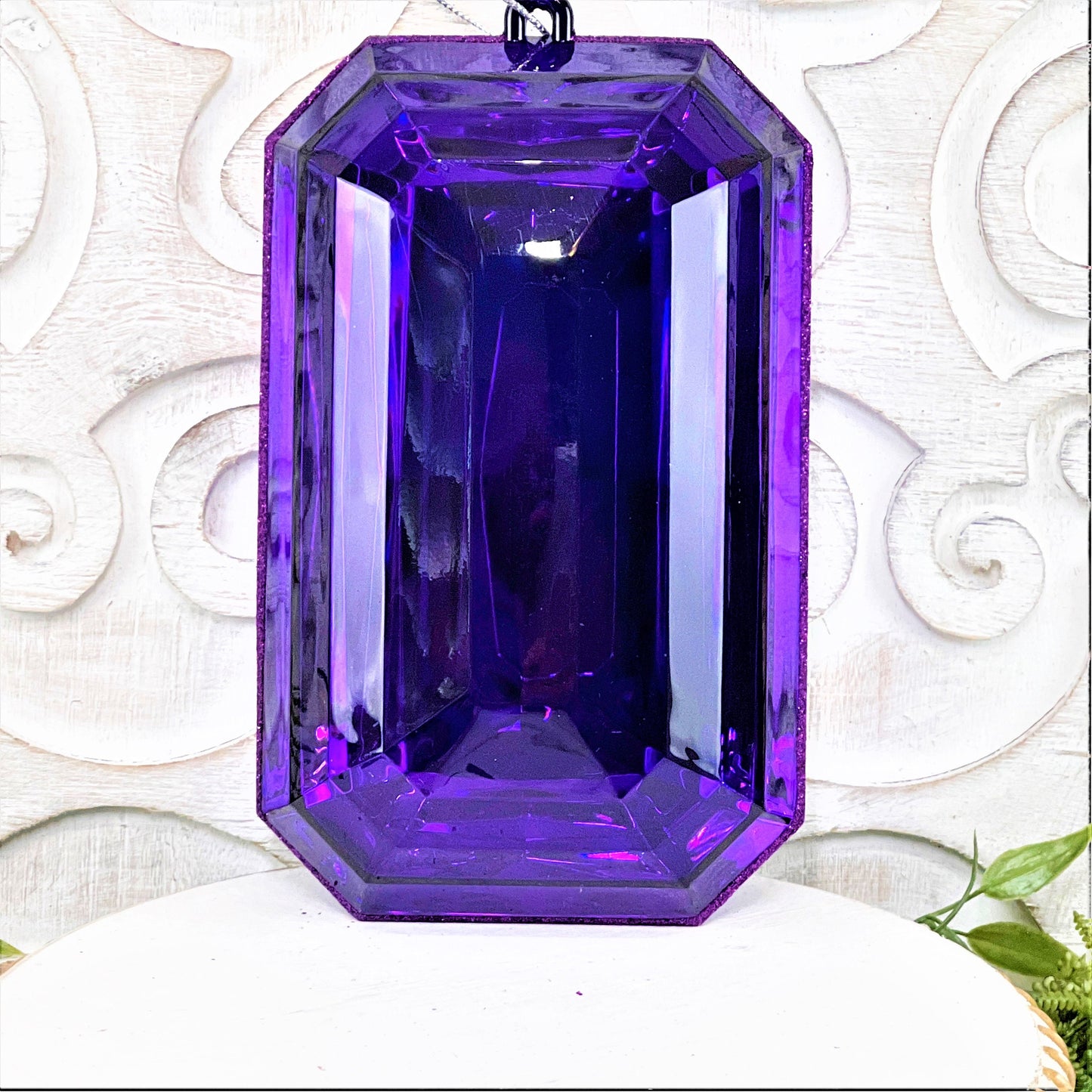 8”Christmas ornament, large jewel ornament, Farrisilk jewel, wreath supplies, purple ornament, purple jewel ornament, Purple Jewel