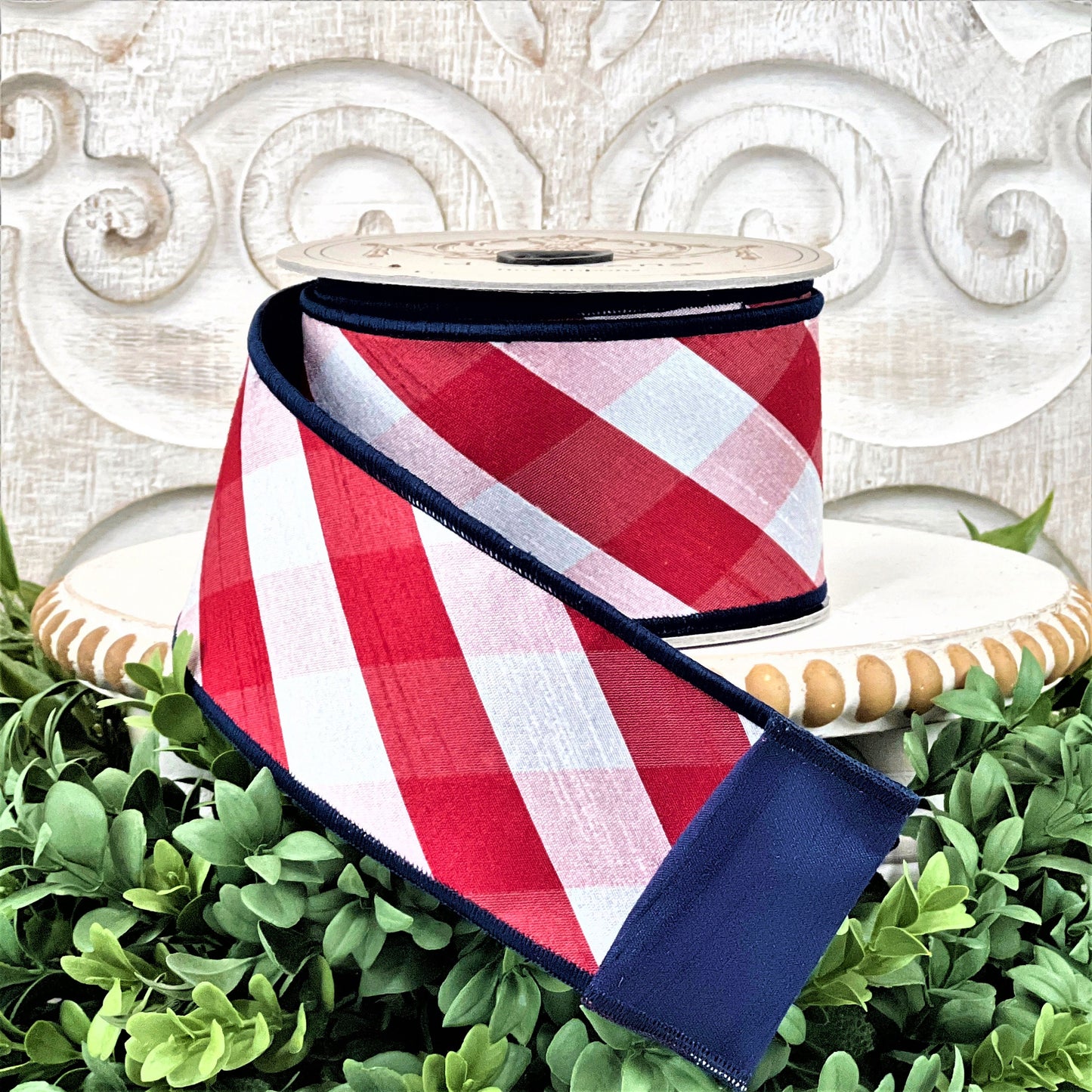 Patriotic Ribbon, Red White and Blue Ribbon, Red and White Stripe Ribbon, Summer Ribbon, Fourth of July Ribbon, Red White Check Ribbon