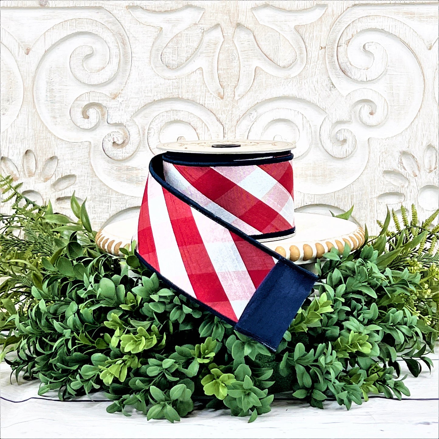 Patriotic Ribbon, Red White and Blue Ribbon, Red and White Stripe Ribbon, Summer Ribbon, Fourth of July Ribbon, Red White Check Ribbon