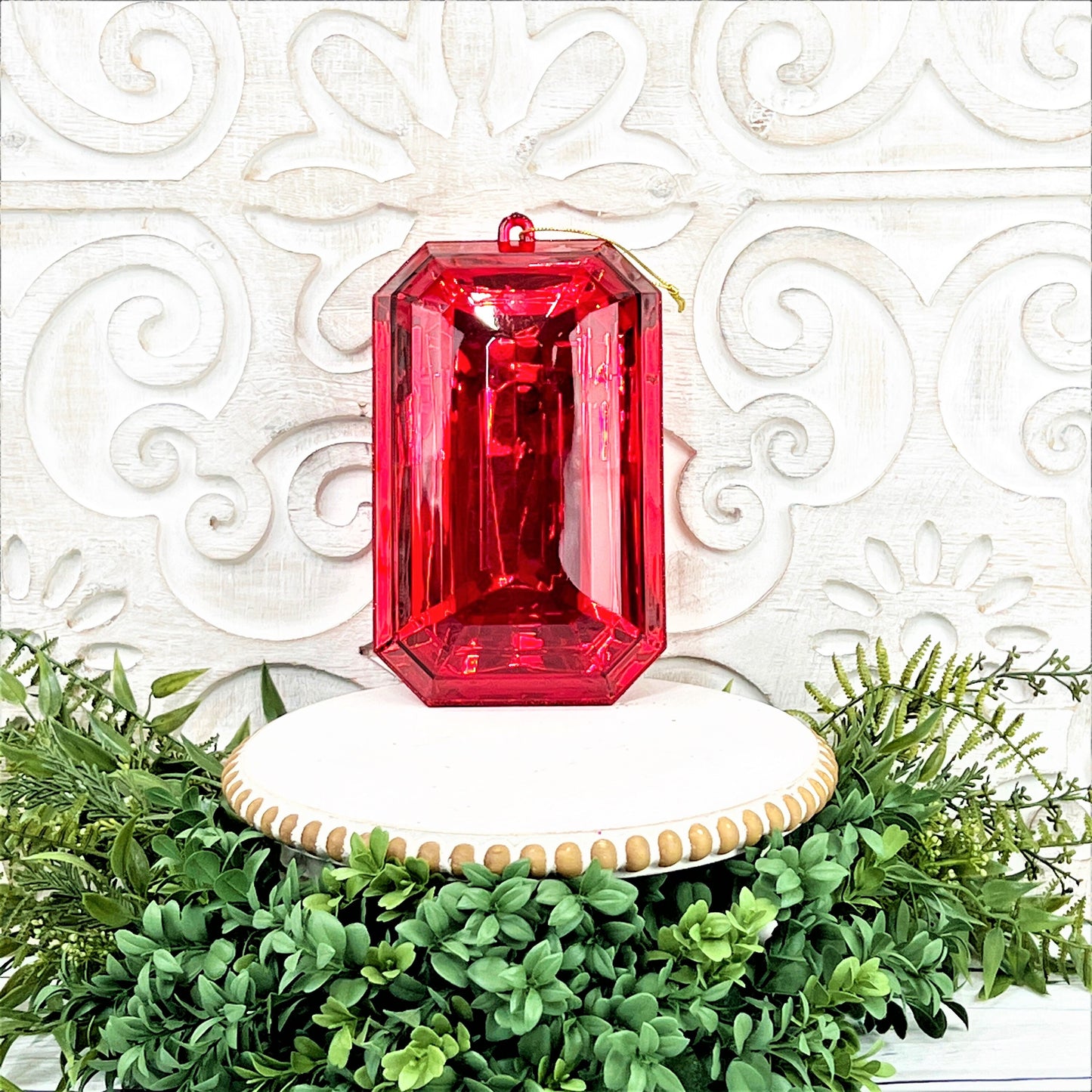 8”Christmas ornament, large red jewel ornament, elegant decoration, wreath supplies,red ornament, red jewel ornament, plastic ornament