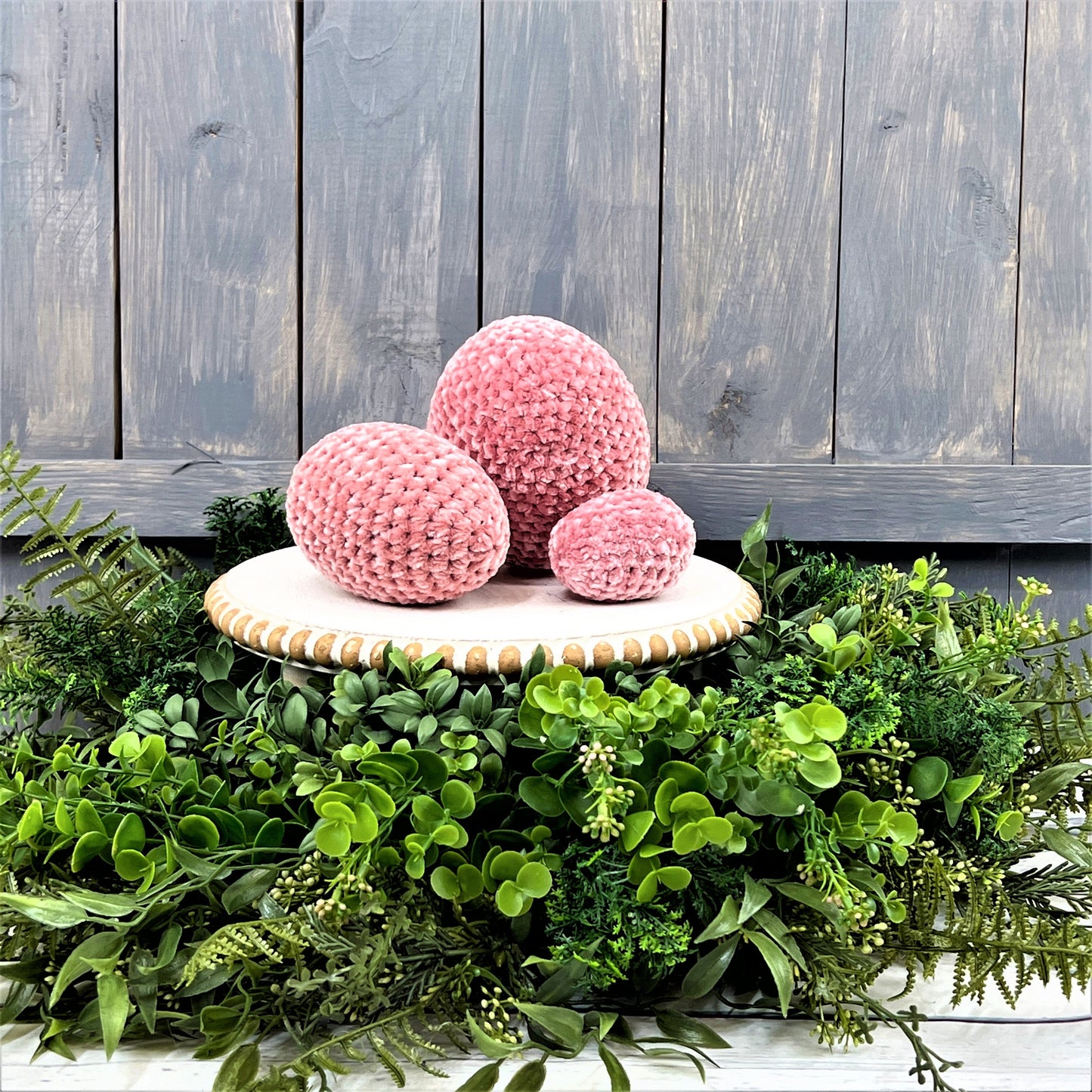 Crochet Eggs, Yarn Easter Eggs, Pink Crochet Eggs, Wreath Attachment, Fabric Eggs, Tiered Tray Decor, Spring Decorations, Bowl Fillers