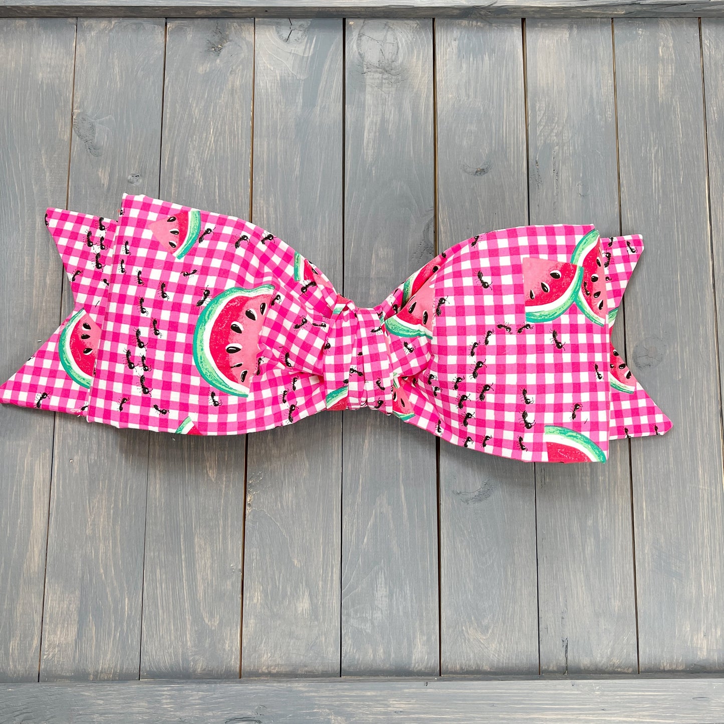Large Wreath bow, Fabric Bow, Large Lantern Bow, Summer Bow, Gingham Bow, Big Bow, Front Door Decor, Watermelon Bow, Spring Home Decor,