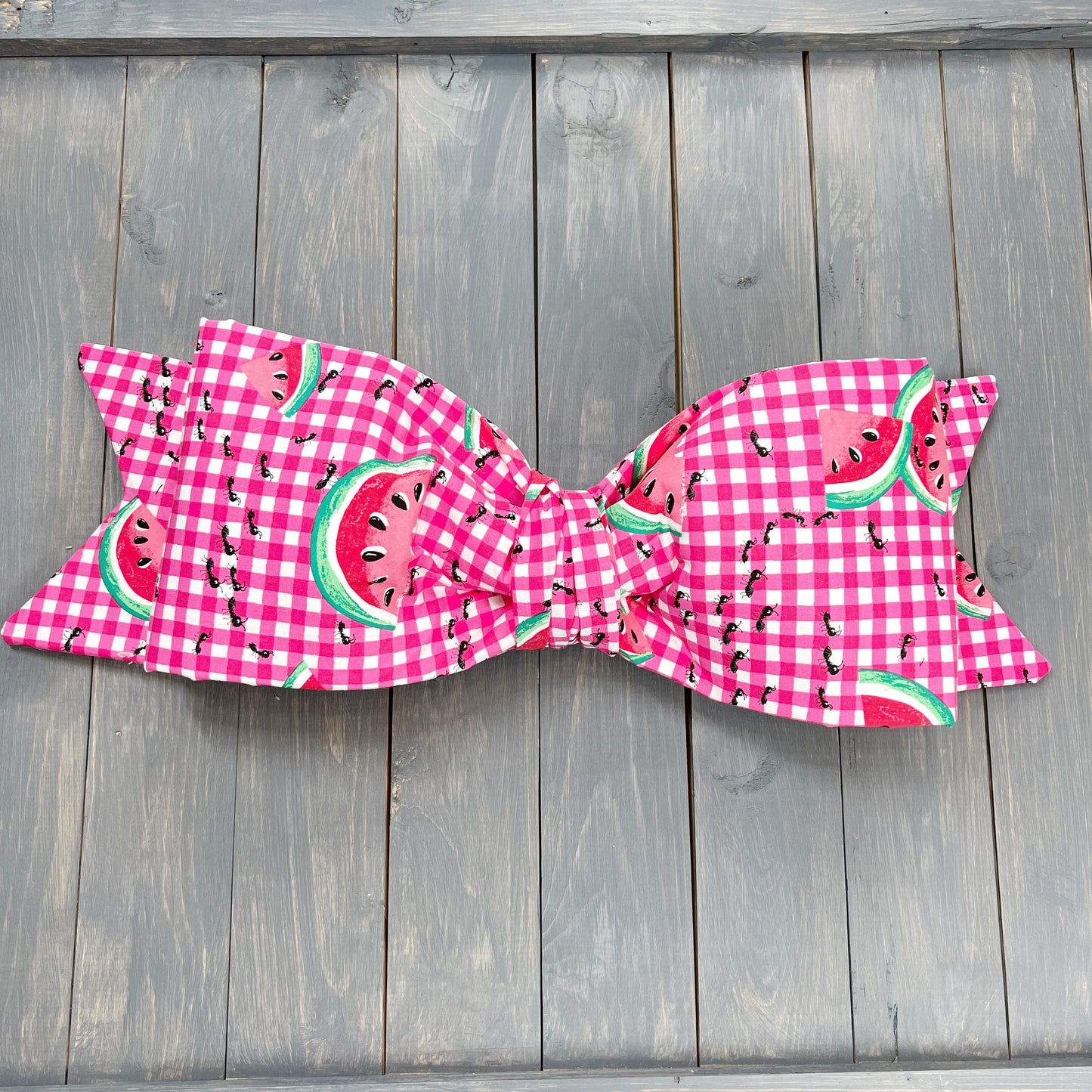 Large Wreath bow, Fabric Bow, Large Lantern Bow, Summer Bow, Gingham Bow, Big Bow, Front Door Decor, Watermelon Bow, Spring Home Decor,