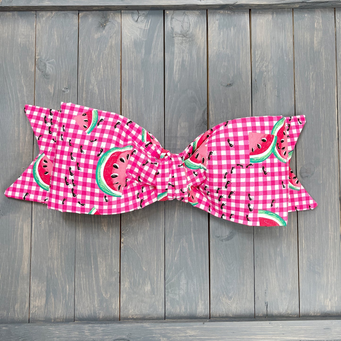Large Wreath bow, Fabric Bow, Large Lantern Bow, Summer Bow, Gingham Bow, Big Bow, Front Door Decor, Watermelon Bow, Spring Home Decor,
