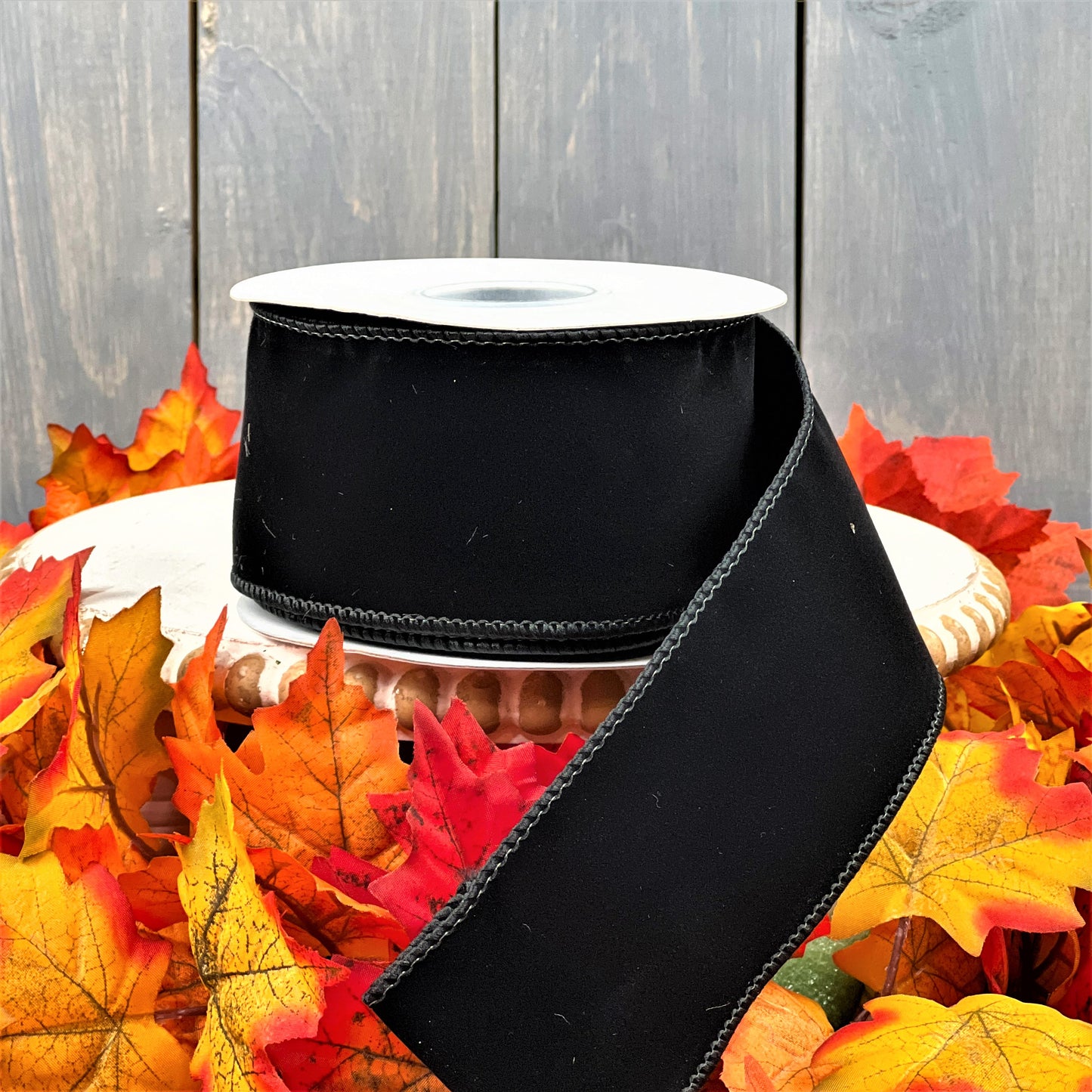 Black Velvet Ribbon, 2.5 Inch Wired Black Velvet Ribbon, 10 Yds Black Velvet Ribbon, Halloween Ribbon, Holiday Ribbon, Designer Ribbon