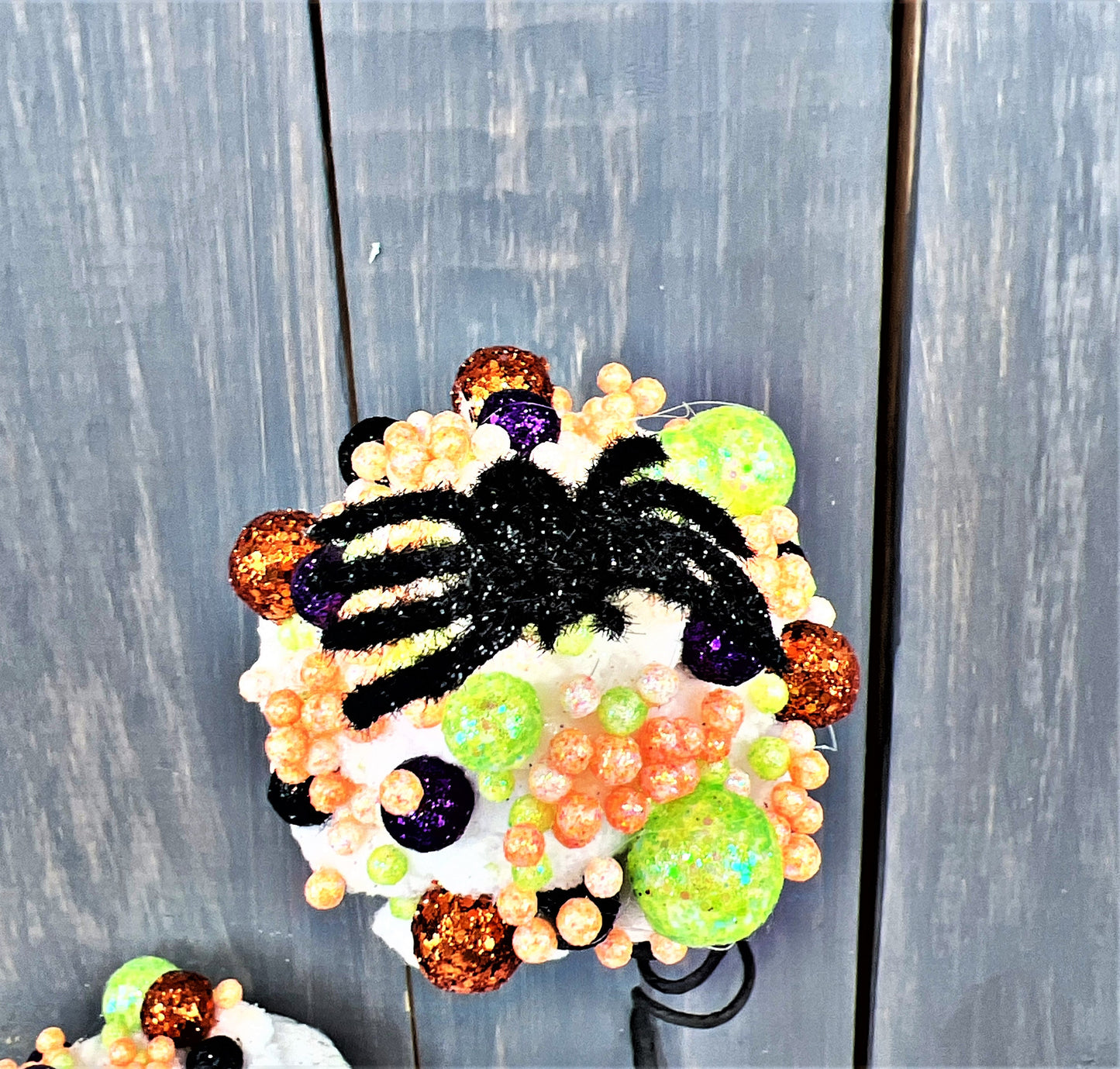 Halloween Spider Cupcake Pick, Glitter Cupcake Pick , Halloween Decor, Tiered Tray Decor, Cupcake Wreath Attachment, Halloween Wreath Spray