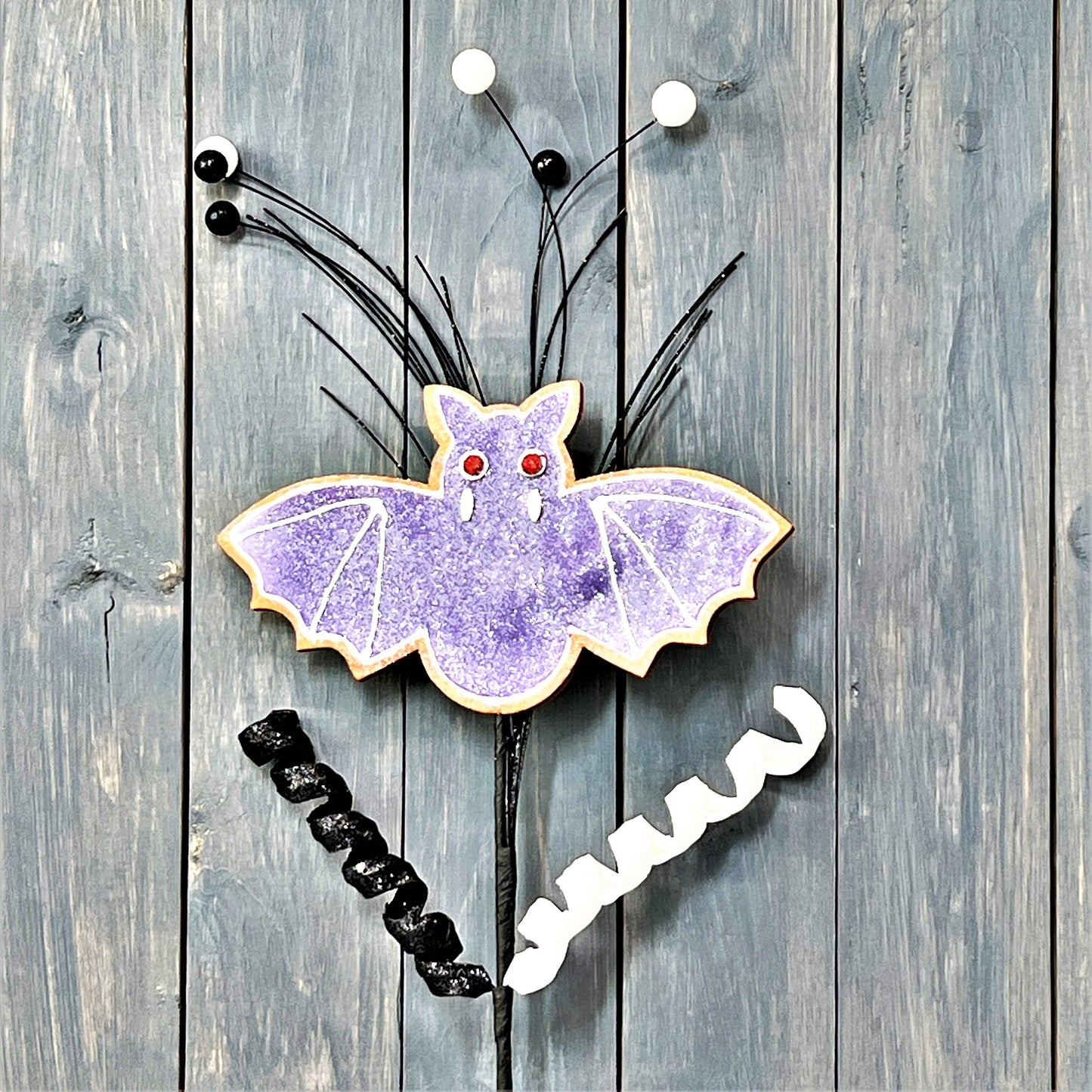 Purple Halloween Bat, Bat Cookie Spray, Halloween Cookie Spray, Purple Halloween Decor, Halloween Wreath Attachment, Bat Cookie Floral Pick