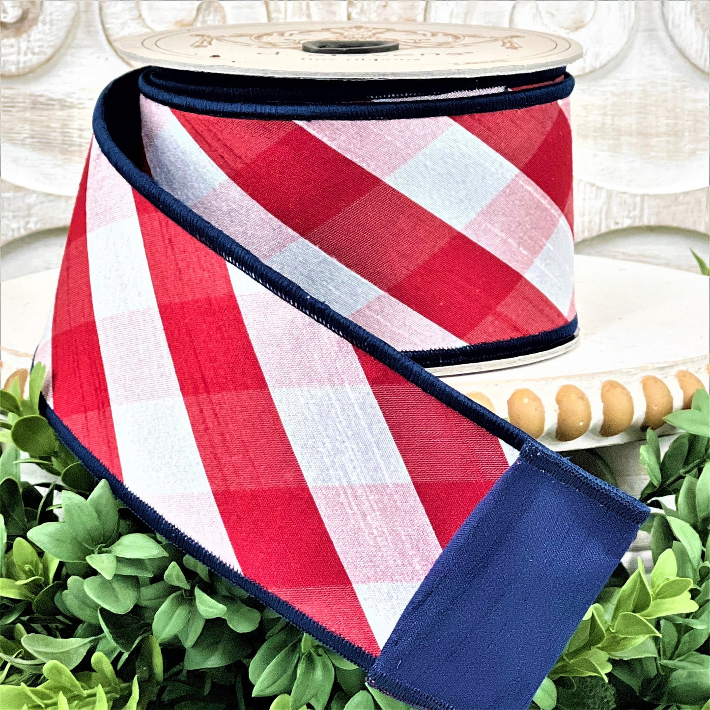 Patriotic Ribbon, Red White and Blue Ribbon, Red and White Stripe Ribbon, Summer Ribbon, Fourth of July Ribbon, Red White Check Ribbon