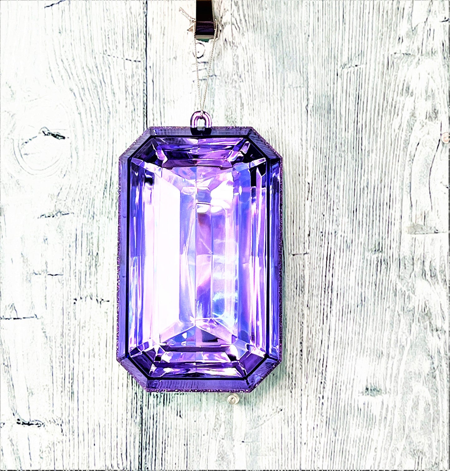 8”Christmas ornament, large jewel ornament, Farrisilk jewel, wreath supplies, purple jewel ornament, Amethyst ornament, Valentines Decor