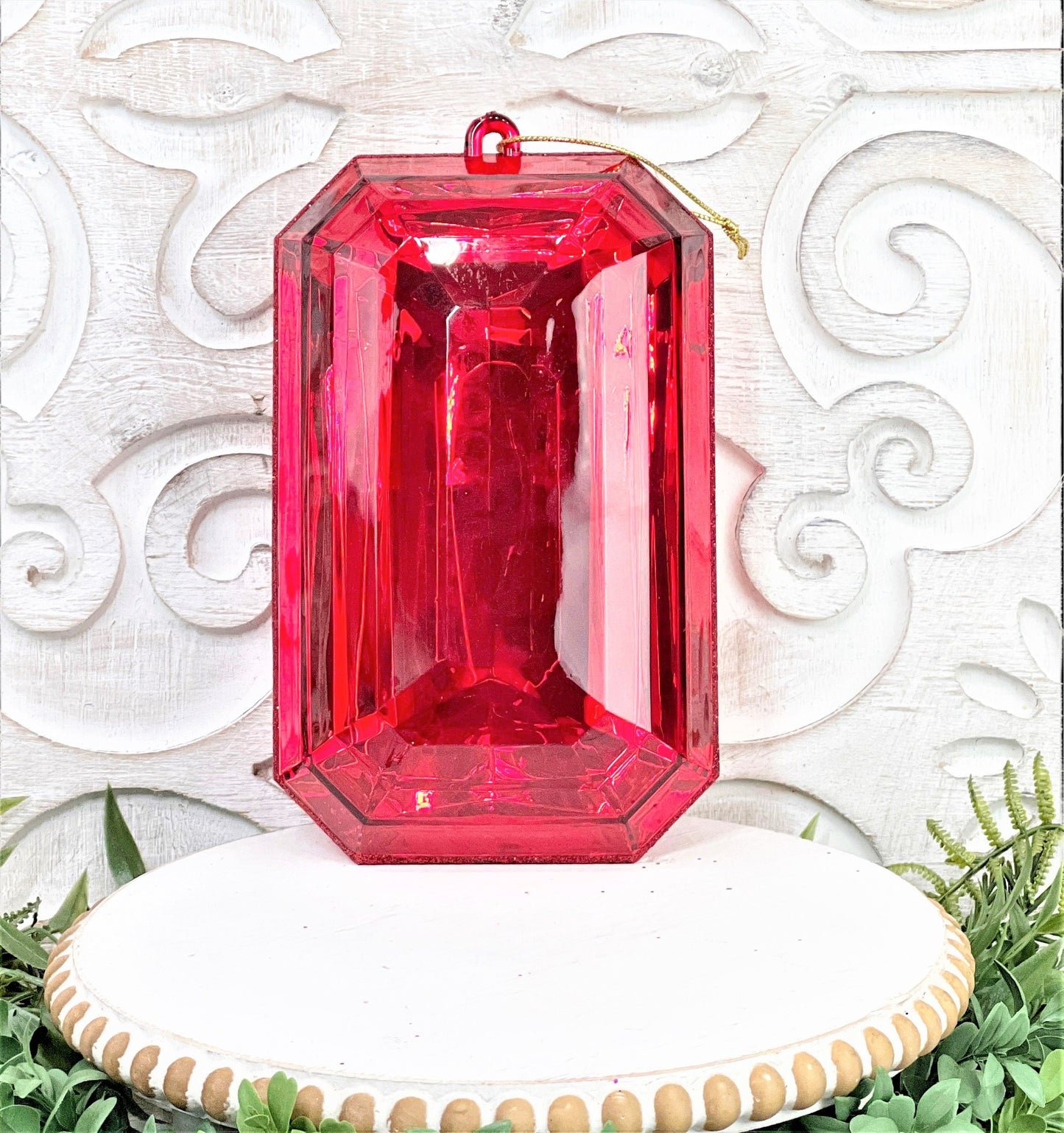 8”Christmas ornament, large red jewel ornament, elegant decoration, wreath supplies,red ornament, red jewel ornament, plastic ornament