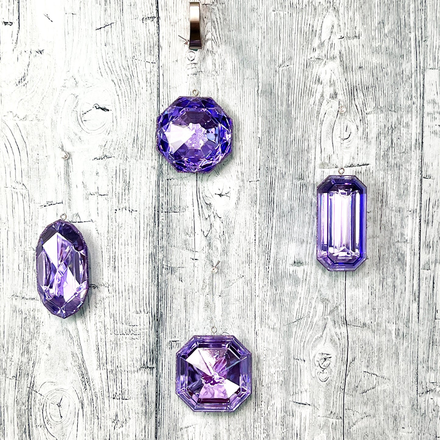 Jewel Ornament Set, Purple Jewel Ornaments, Gem Ornaments, Acrylic Jewel Ornament Set, Amethyst Jewel, Wreath Attachments, Easter Decor