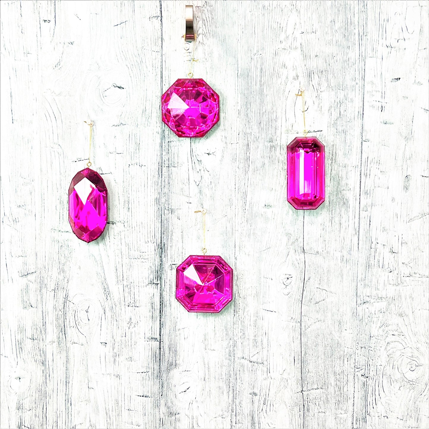 Jewel Ornament Set, Pink Jewel Ornaments, Gem Ornaments, Acrylic Jewel Ornament Set, Wreath Attachment, Valentines Decor, Farrisilk Ornament