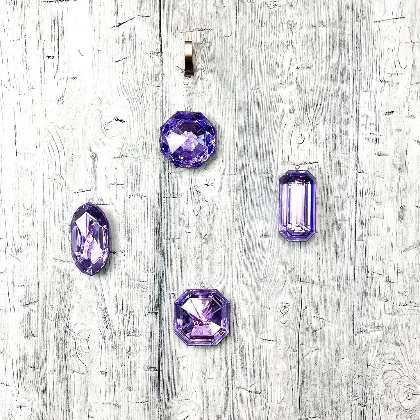 Jewel Ornament Set, Purple Jewel Ornaments, Gem Ornaments, Acrylic Jewel Ornament Set, Amethyst Jewel, Wreath Attachments, Easter Decor