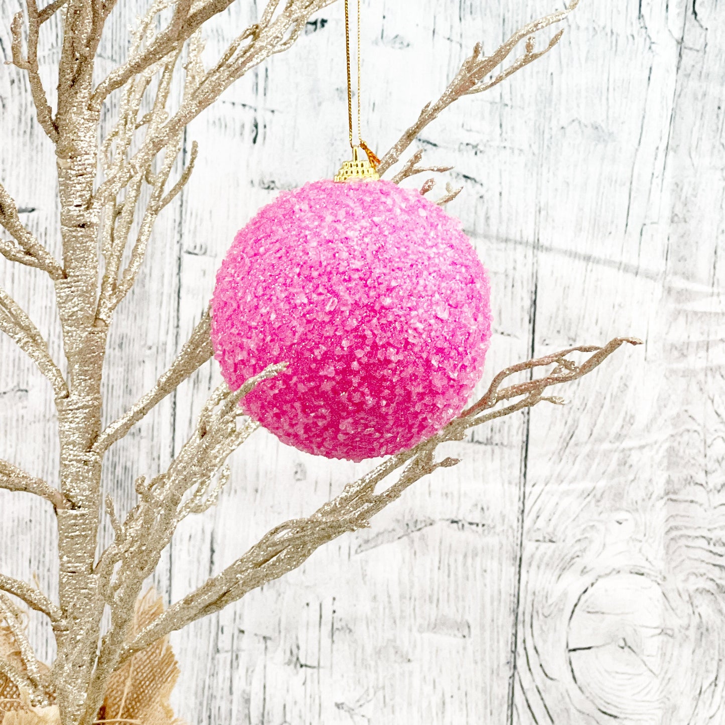 Hot Pink Ornament, Pink Ornament Ball, 4" Pink Glitter Ornament, Pink Ball Ornament, Glitter Valentine Ornament, Valentines Decor
