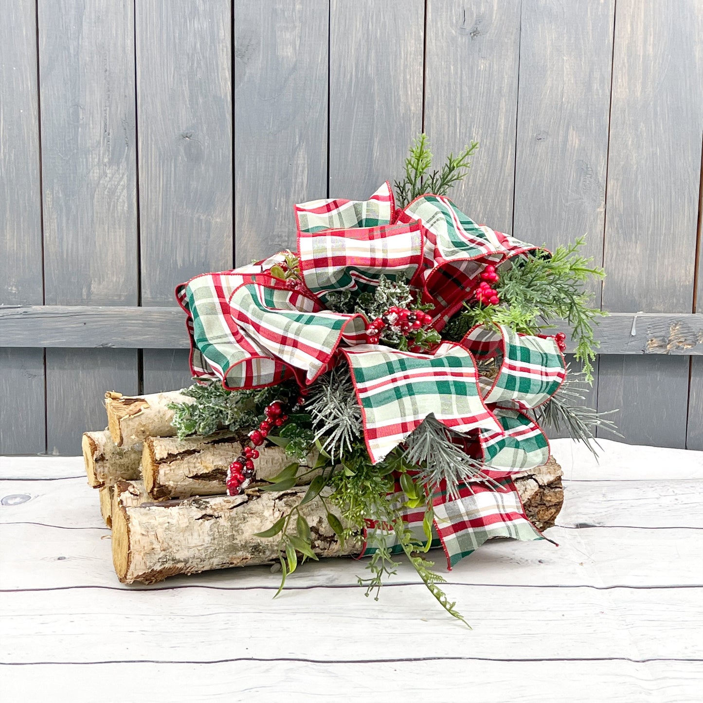 Natural Birch Log Centerpiece, Christmas Birch Bundle, Holiday Table Arrangement, Winter Table Centerpiece, Winter Table Decor,
