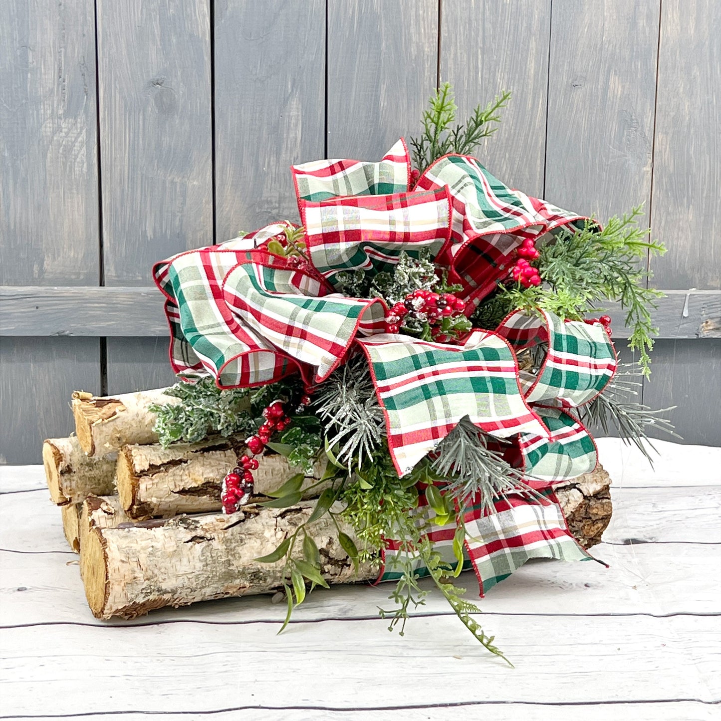 Natural Birch Log Centerpiece, Christmas Birch Bundle, Holiday Table Arrangement, Winter Table Centerpiece, Winter Table Decor,