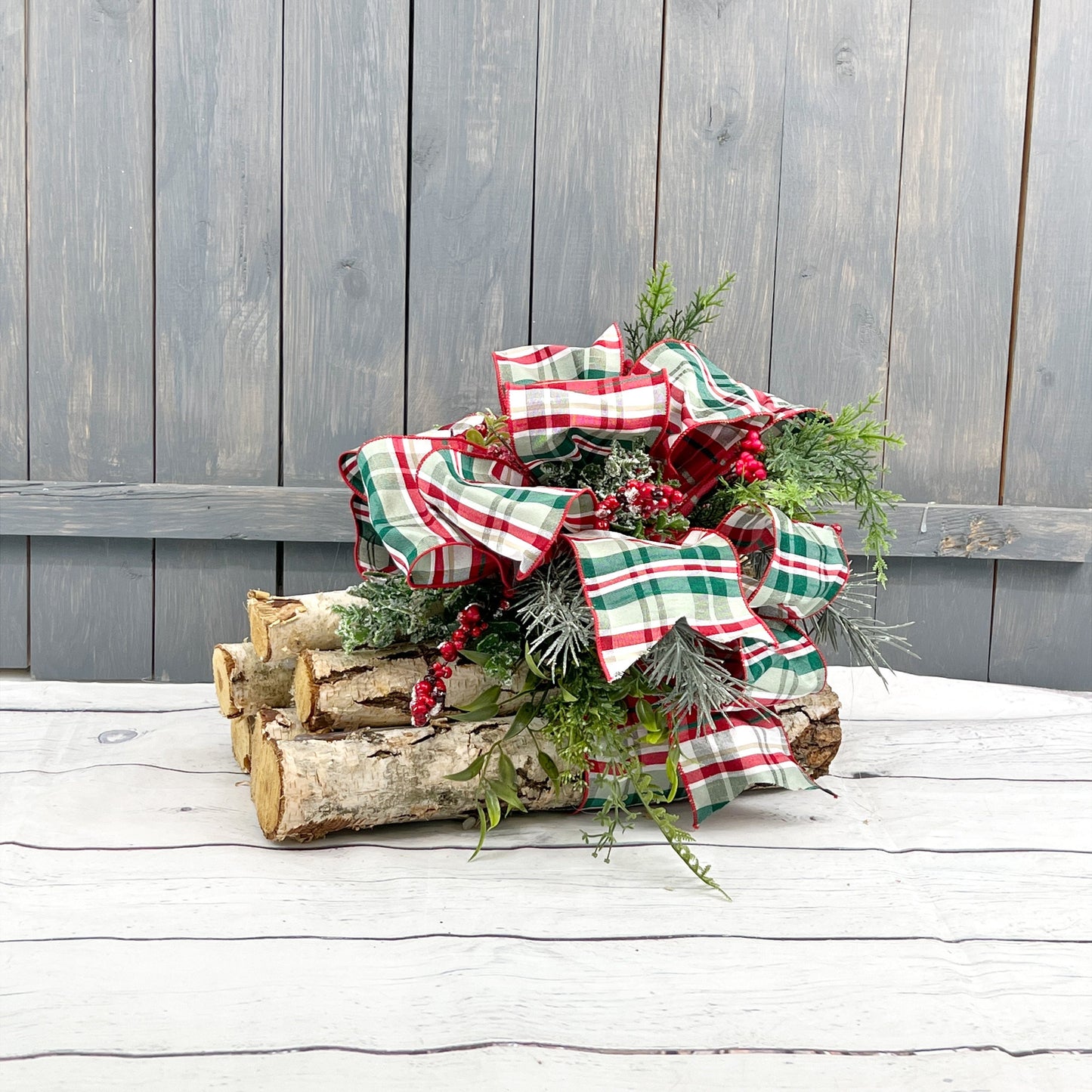 Natural Birch Log Centerpiece, Christmas Birch Bundle, Holiday Table Arrangement, Winter Table Centerpiece, Winter Table Decor,
