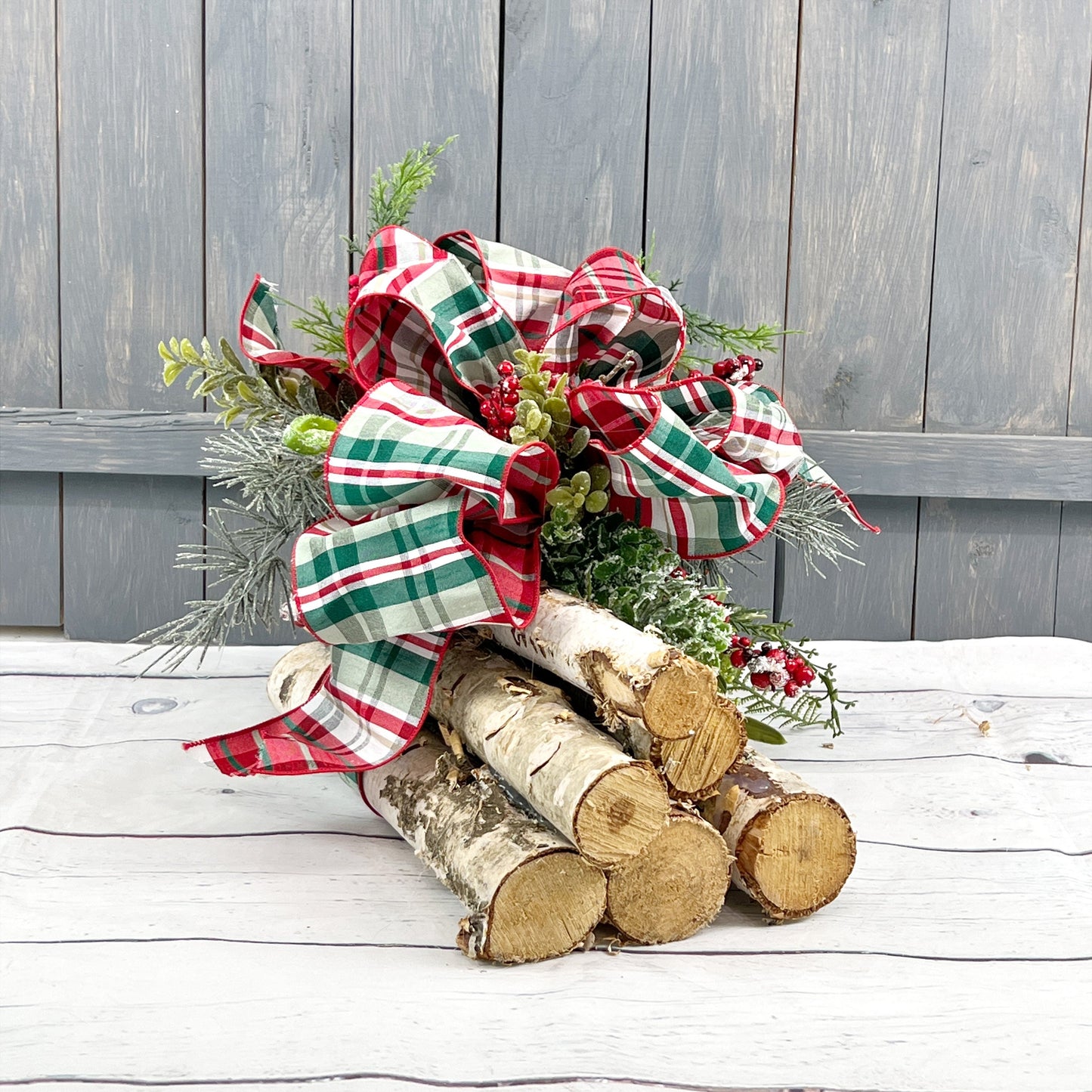 Natural Birch Log Centerpiece, Christmas Birch Bundle, Holiday Table Arrangement, Winter Table Centerpiece, Winter Table Decor,