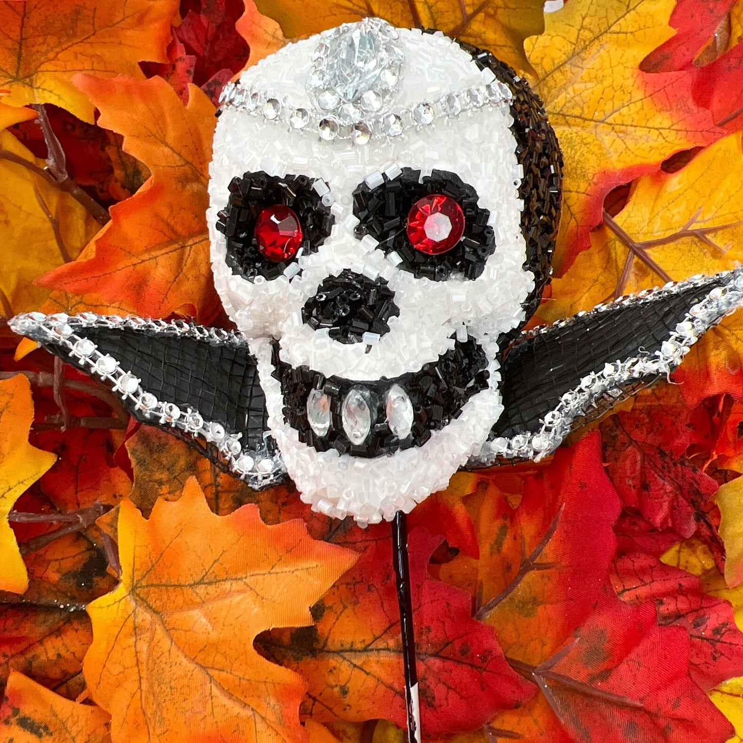 Jeweled Skull Pick, Jeweled Vampire Pick, Jeweled Wreath Attachment, Halloween Pick, Glam Halloween Pick, Jeweled Vampire Wreath Attachment