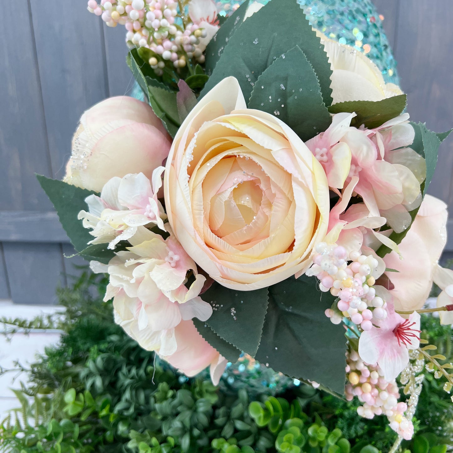 Glam Easter Egg, XL Bling Easter Egg, Teal Sequin Egg, Pink and Blue Easter Decor, Elegant Spring Home Decor, Handmade Easter Gift