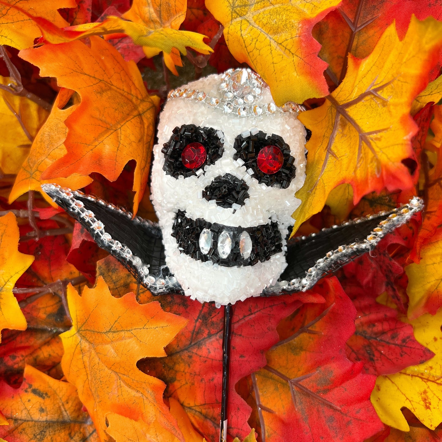 Jeweled Skull Pick, Jeweled Vampire Pick, Jeweled Wreath Attachment, Halloween Pick, Glam Halloween Pick, Jeweled Vampire Wreath Attachment