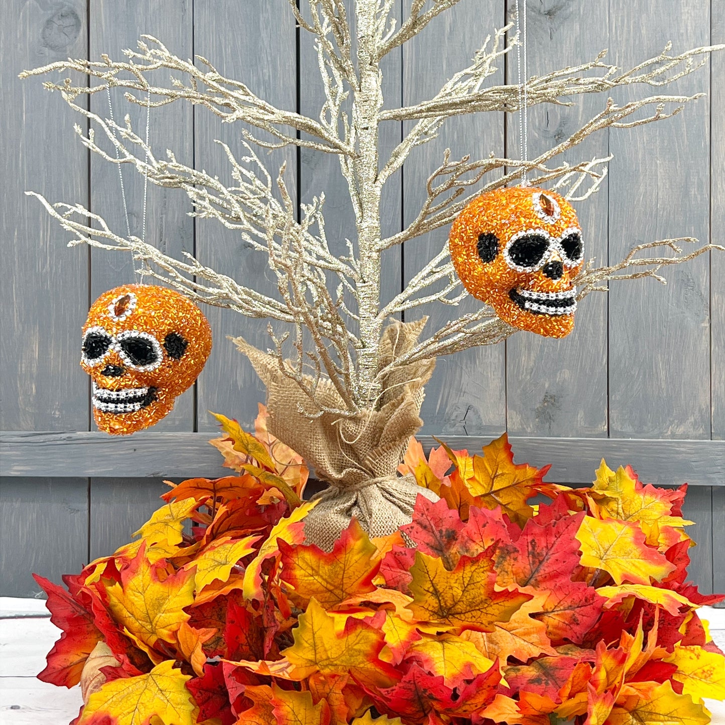 Jeweled Skull Ornament, Halloween Ornament, Bling Skull, Wreath Attachment, Crystal Skull, Elegant Halloween Decor, Gift for Halloween Lover