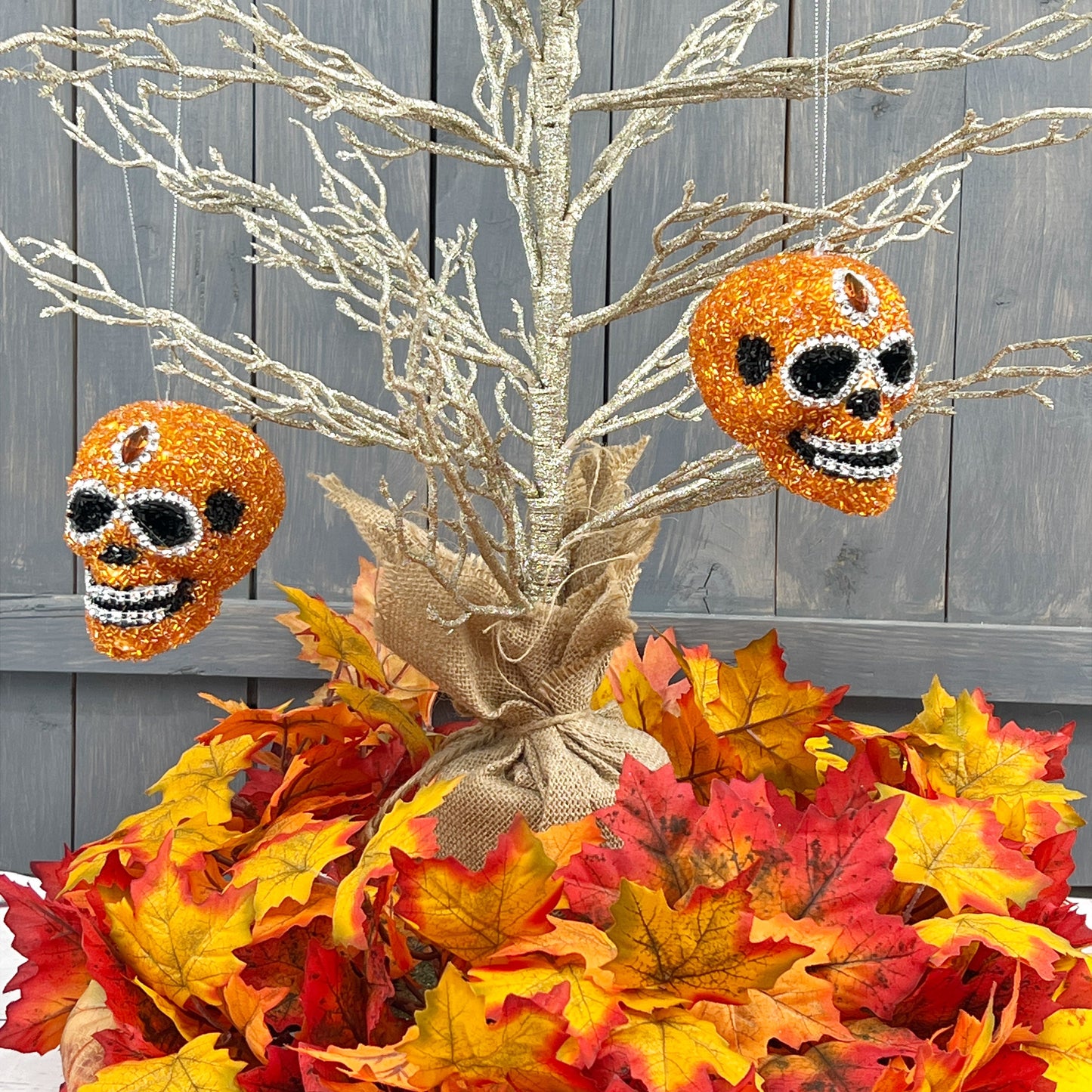 Jeweled Skull Ornament, Halloween Ornament, Bling Skull, Wreath Attachment, Crystal Skull, Elegant Halloween Decor, Gift for Halloween Lover