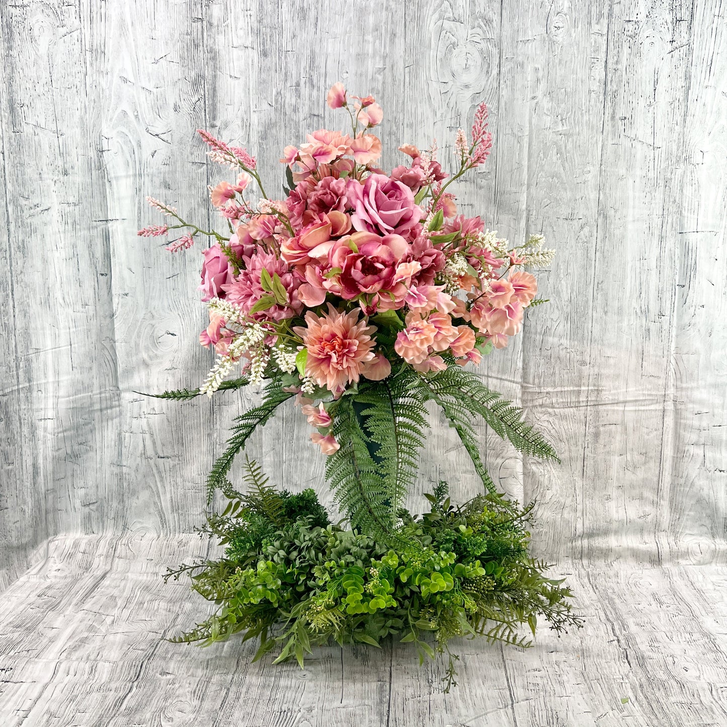 360 View Spring Floral Arrangement, Cemetery Flowers, Cemetery Vase Insert, Cemetery Vase Arrangement, Graveside Flowers, Memorial Flowers