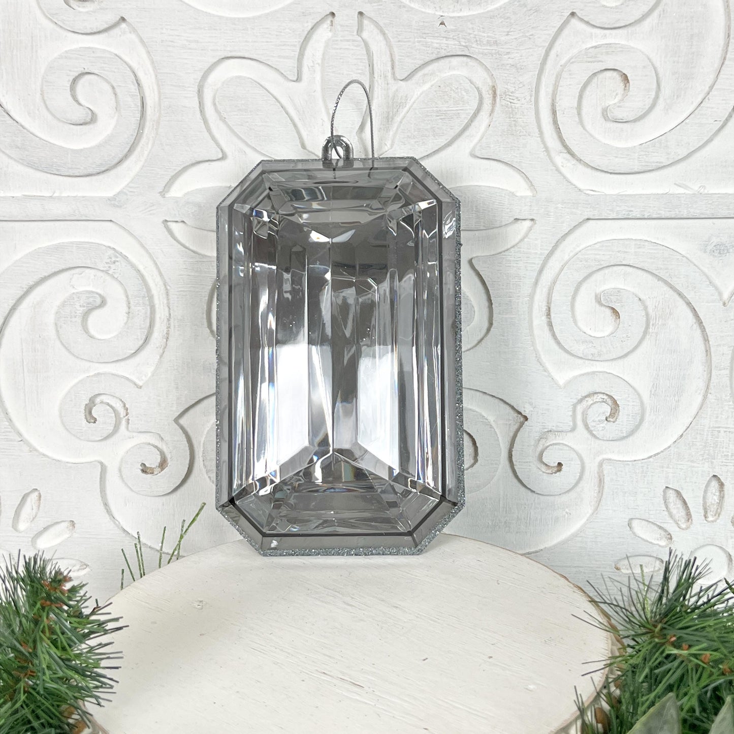 8”Christmas ornament, large Pewter jewel ornament, elegant decoration, wreath supplies, Pewter ornament, plastic ornament