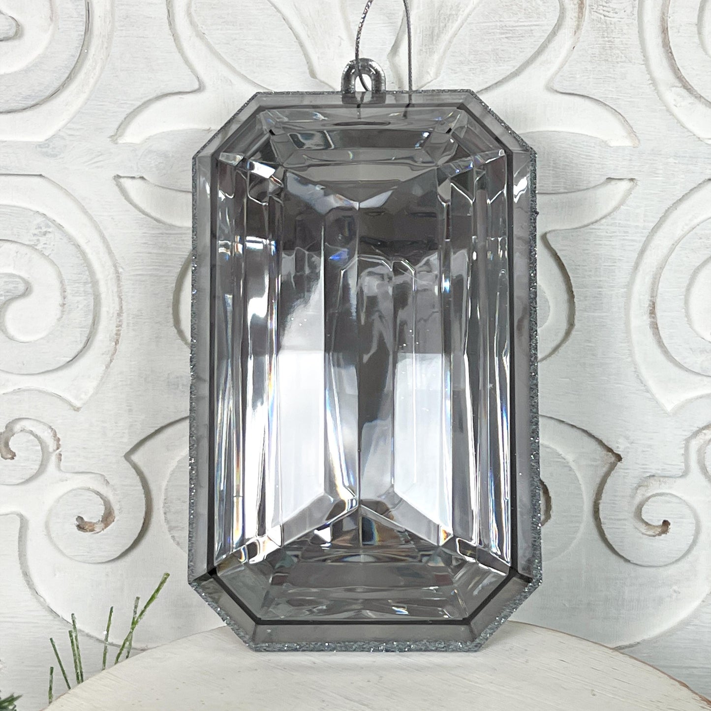 8”Christmas ornament, large Pewter jewel ornament, elegant decoration, wreath supplies, Pewter ornament, plastic ornament