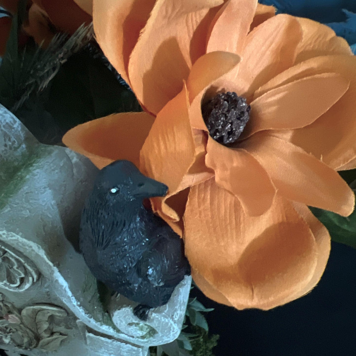 XL Lighted Gothic Halloween Graveyard Centerpiece - Tombstone Table Decor with Spooky Floral Arrangement