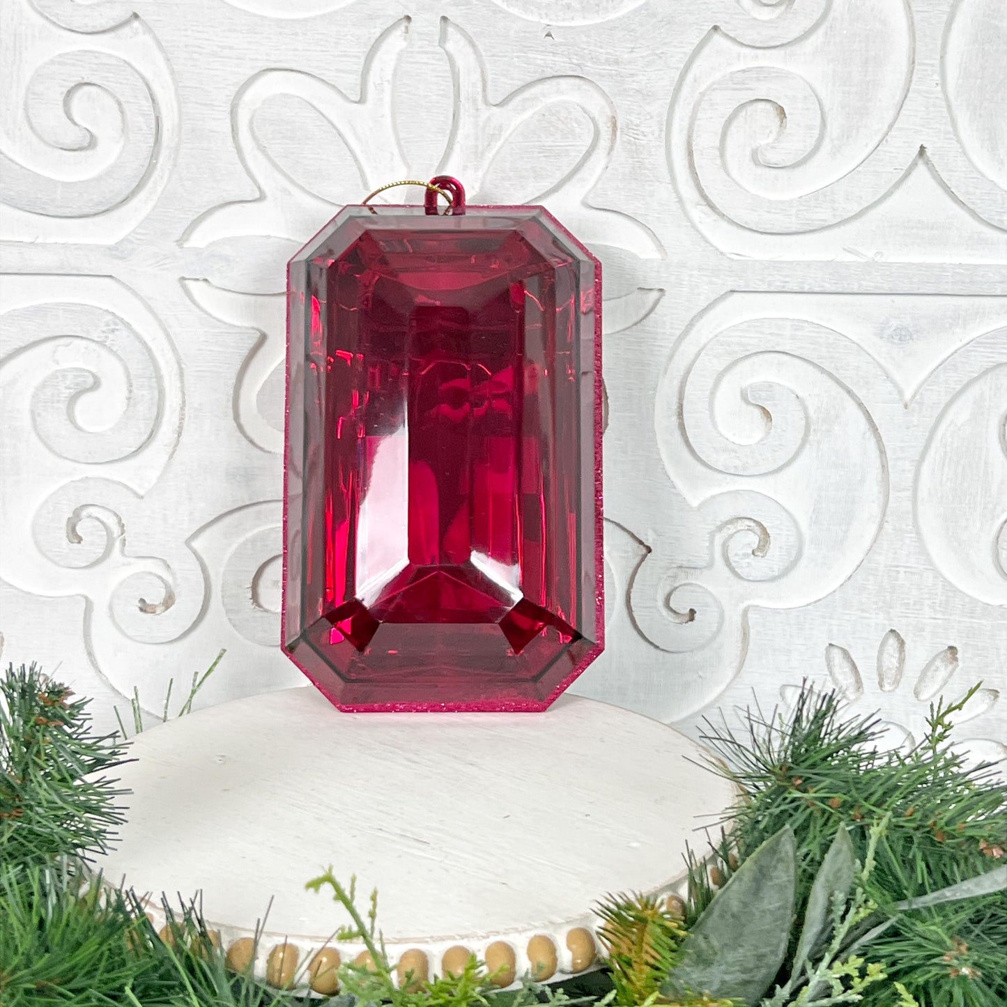 8”Christmas ornament, large Burgundy jewel ornament, elegant decoration, wreath supplies, Burgundy ornament, plastic ornament
