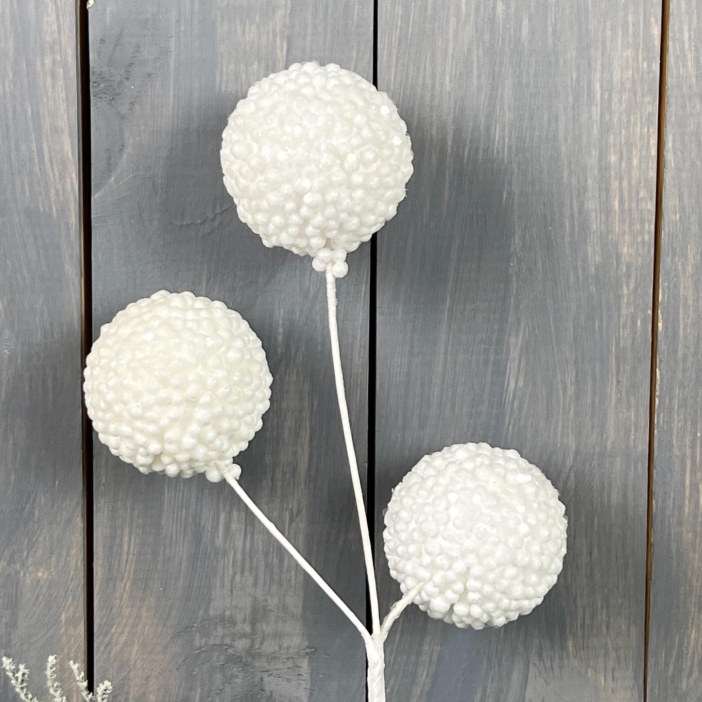 White Glitter Ball Spray x3 - Luminous Holiday Floral Spray & All-Occasion Decor